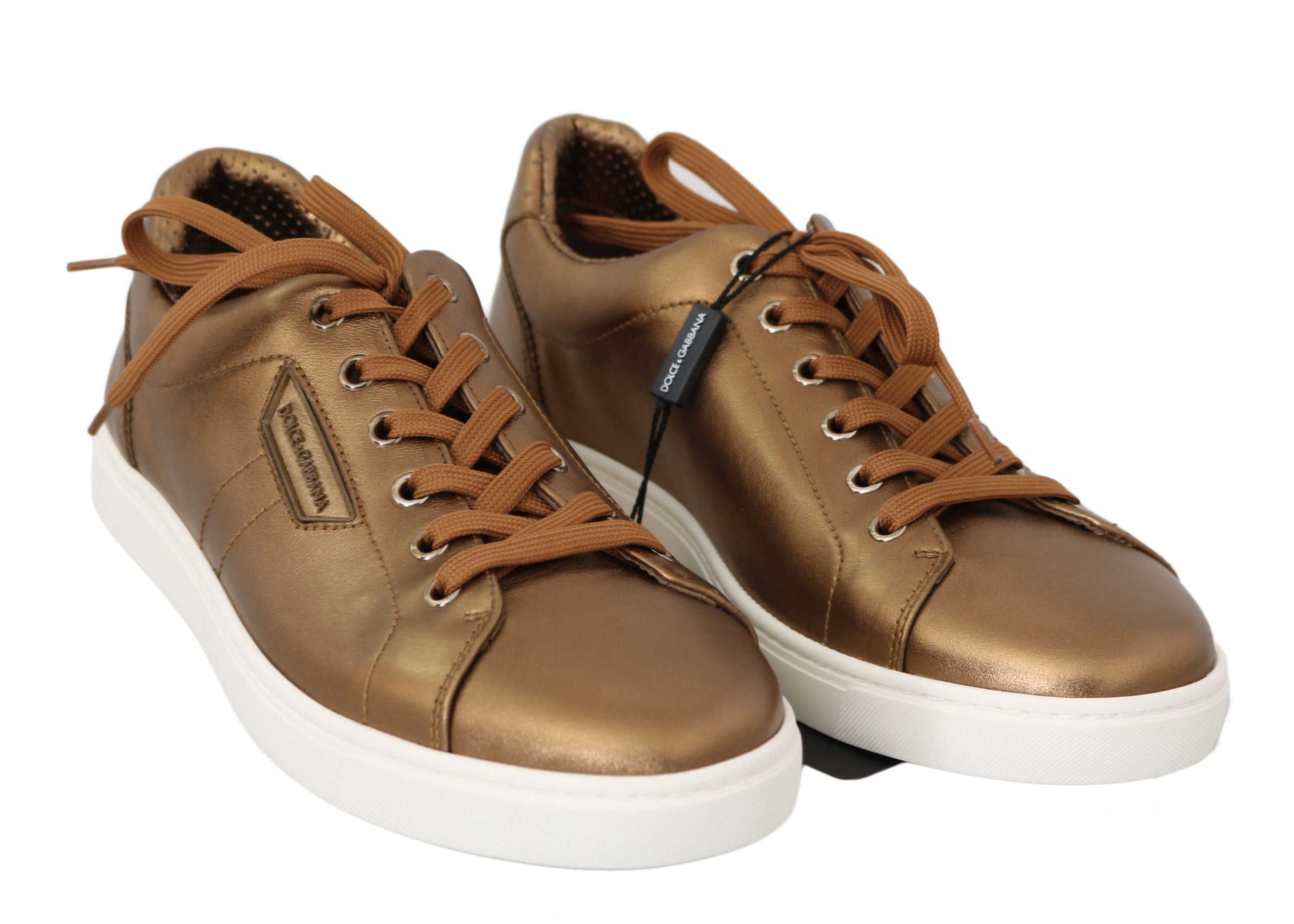 Gouden leren heren casual sneakers