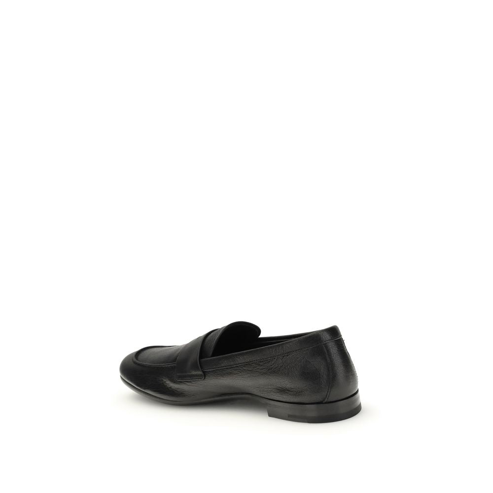 Black Calf Leather Bos Taurus Slip-On Loafers