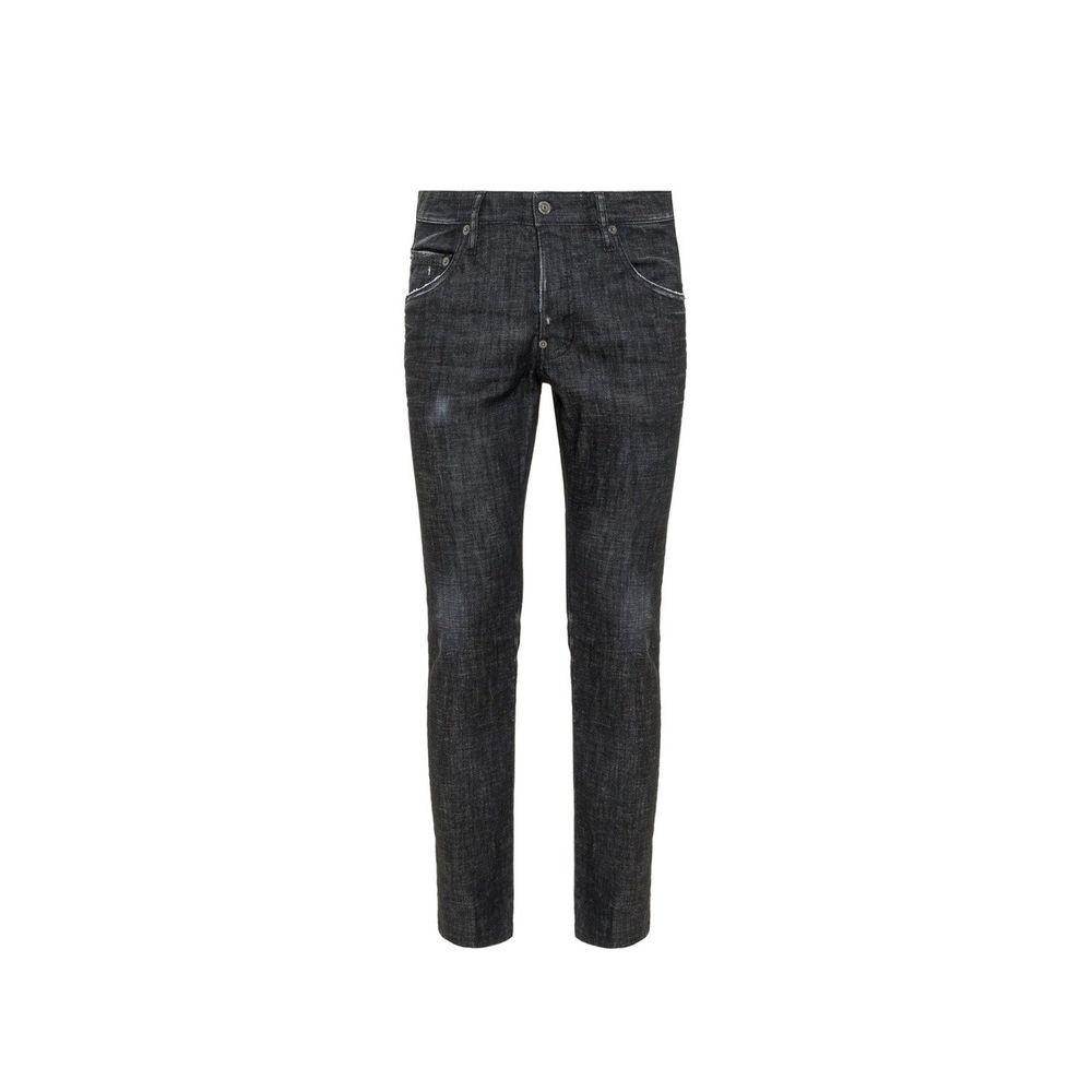Black Cotton Slim Fit Jeans