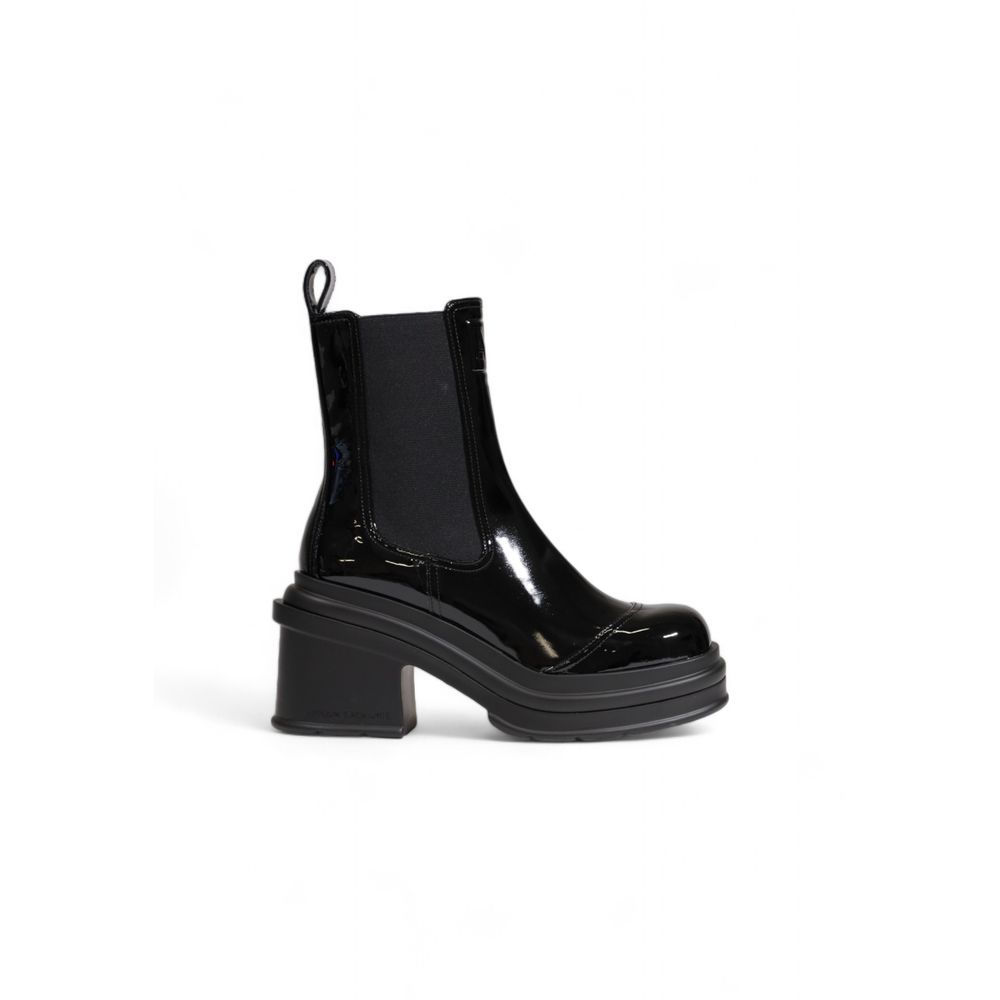 Black Polyester Ankle Boots
