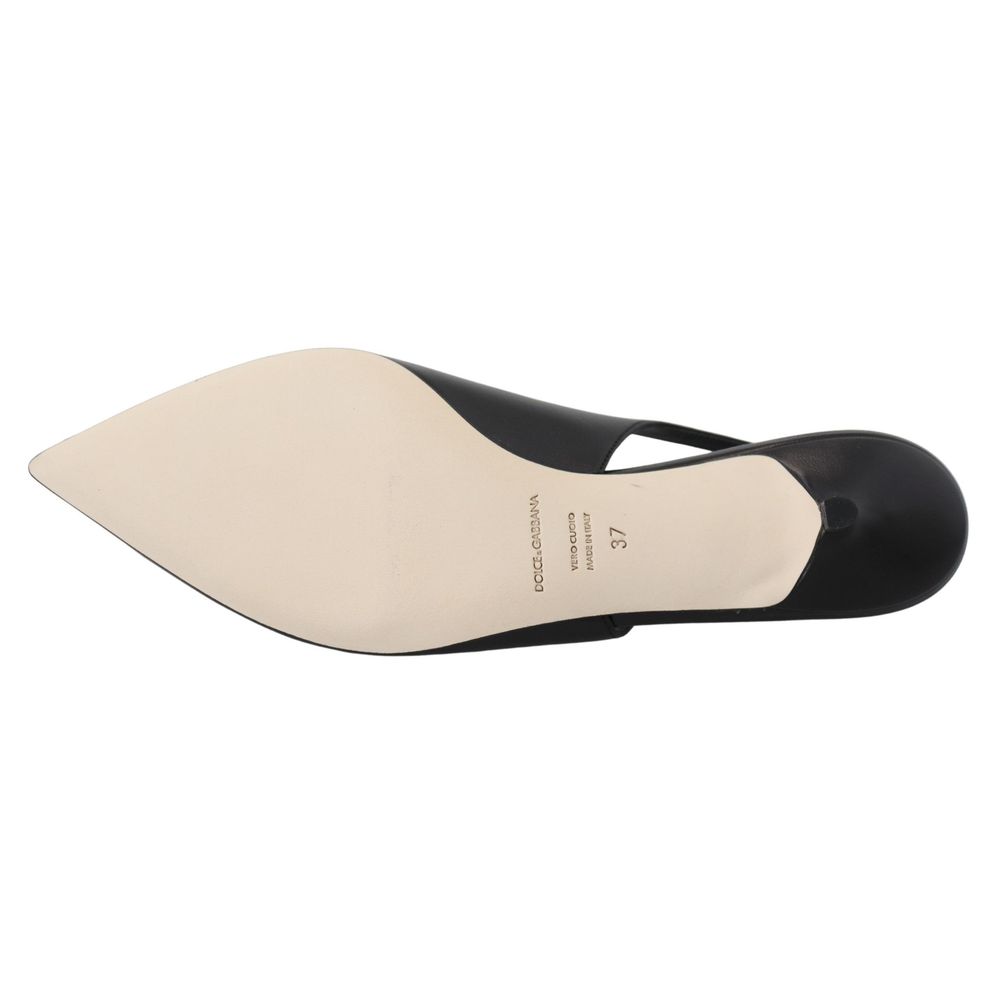 Black Leather High Heel Pumps