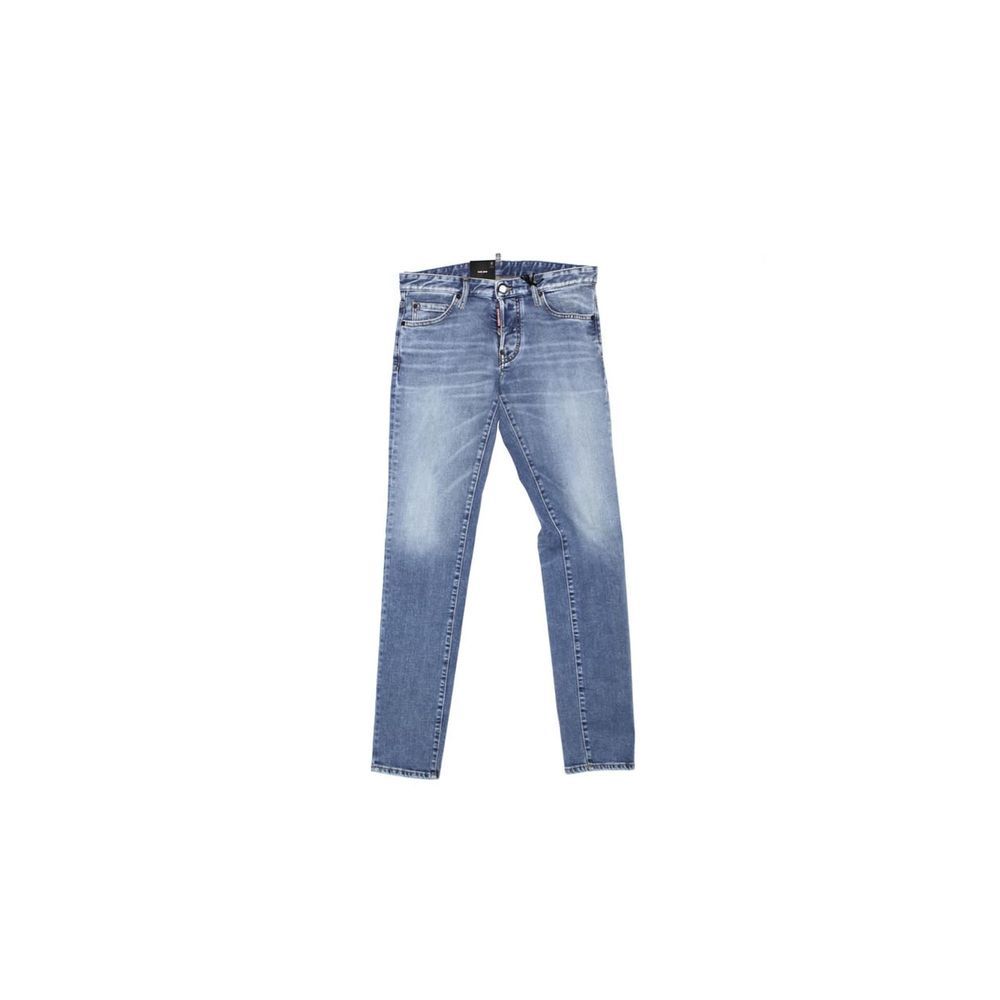 Blue Cotton Straight-Leg Jeans