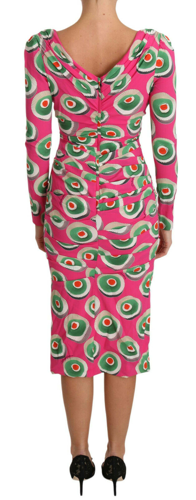 Roze zijden cup cake kokerjurk met stretch