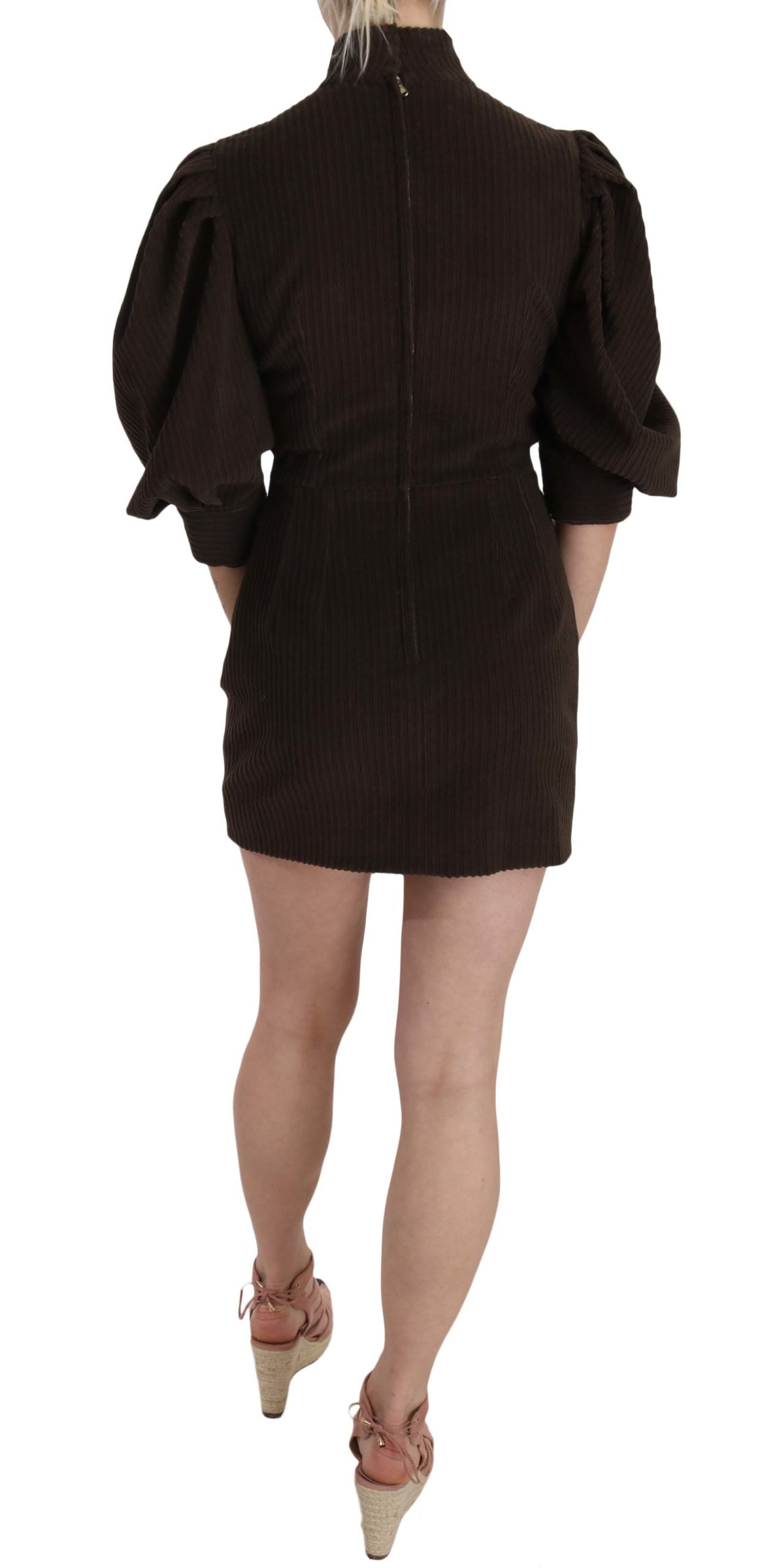 Bruine corduroy bodycon katoenen mini-jurk