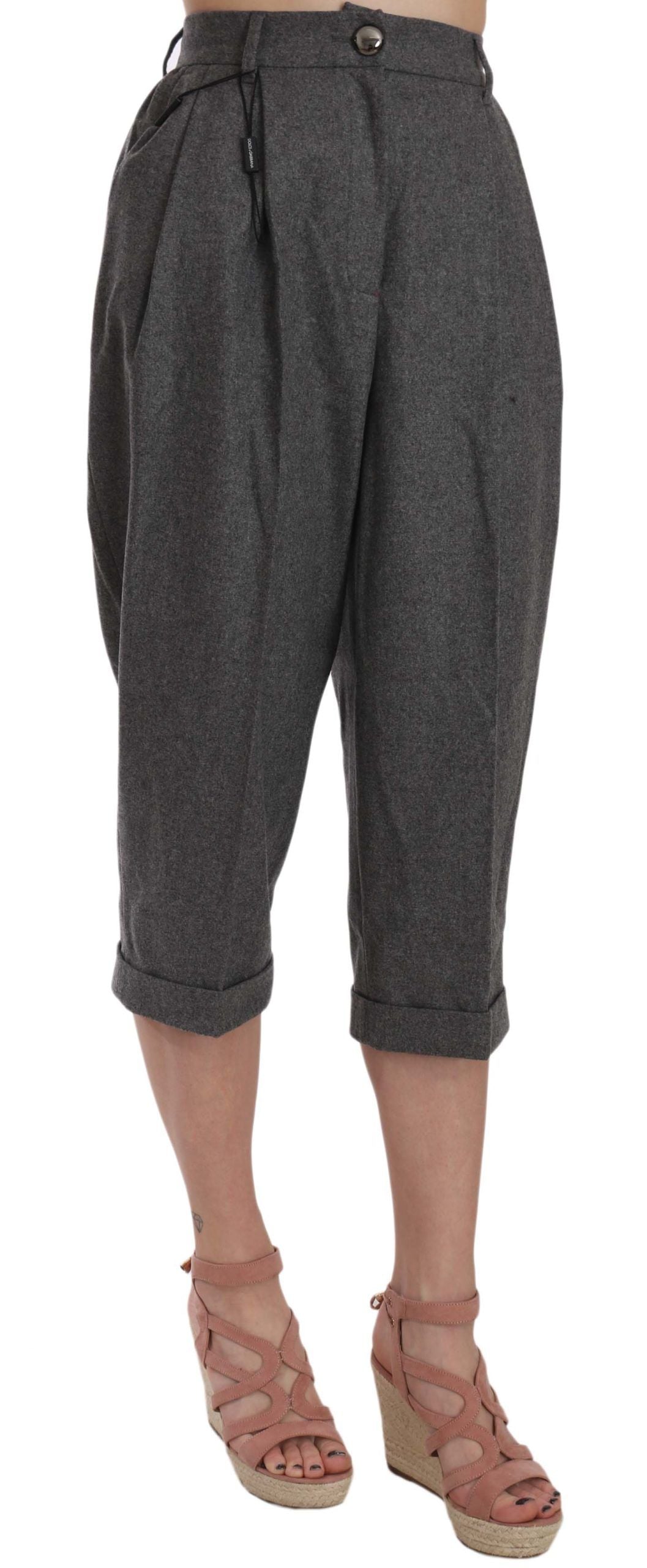 Wollen cropped broek geplooide broek
