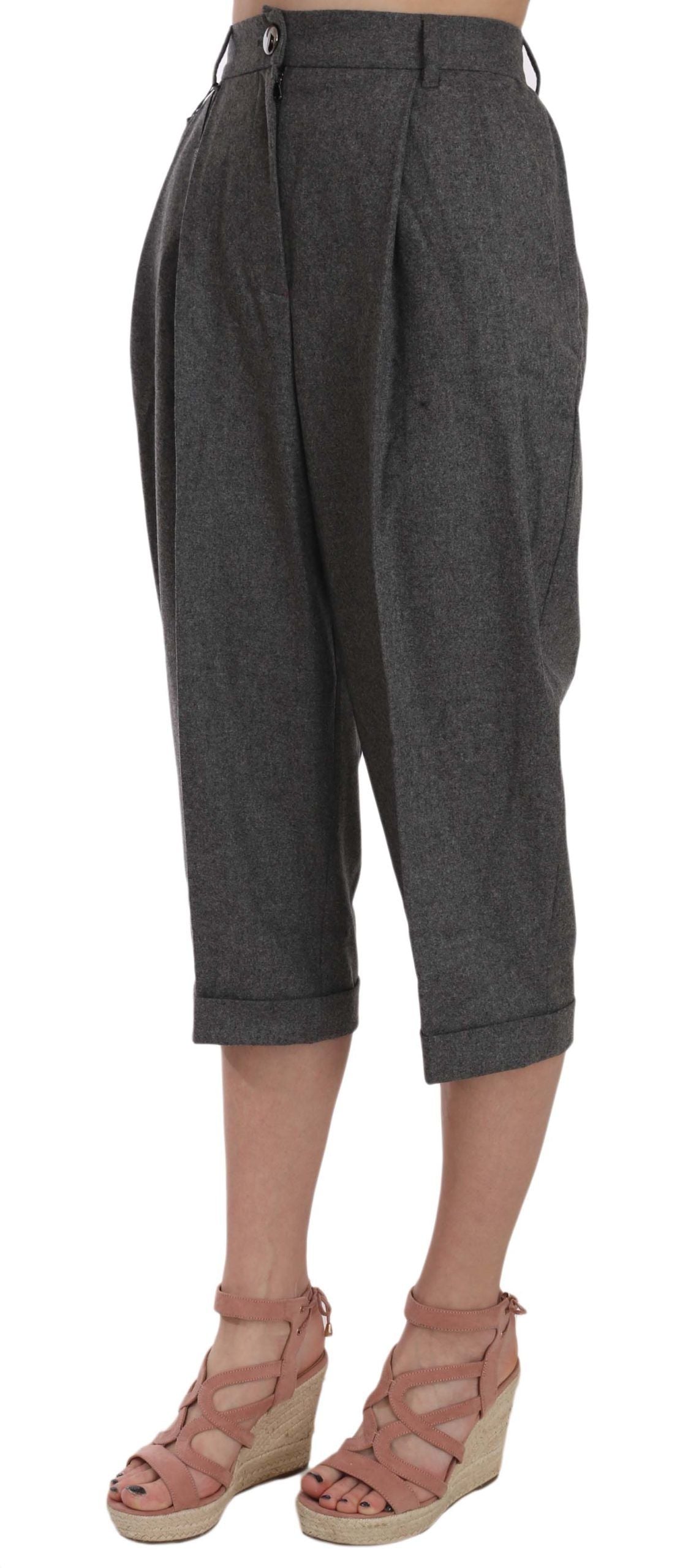 Wollen cropped broek geplooide broek