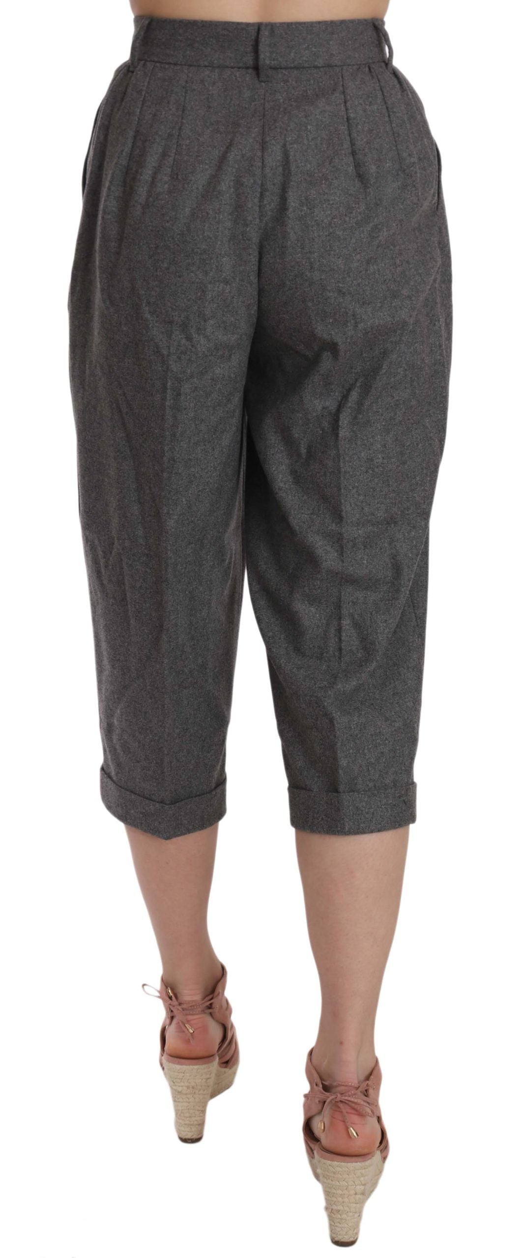 Wollen cropped broek geplooide broek