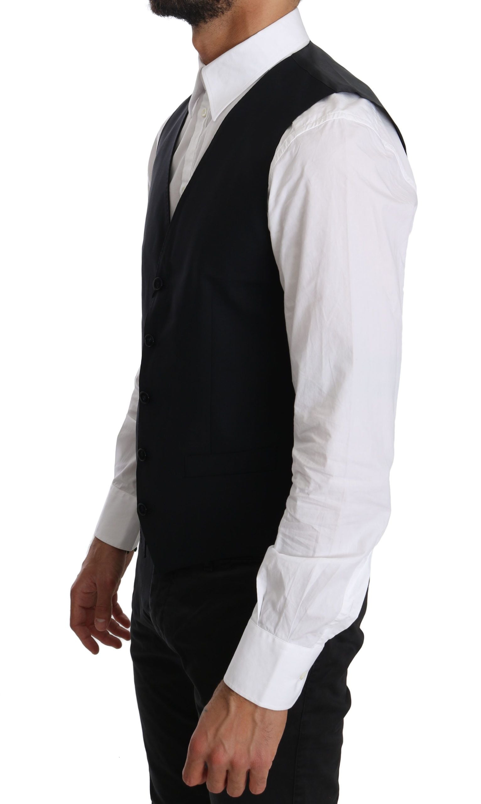 Blauw wollen vest, formeel gilet
