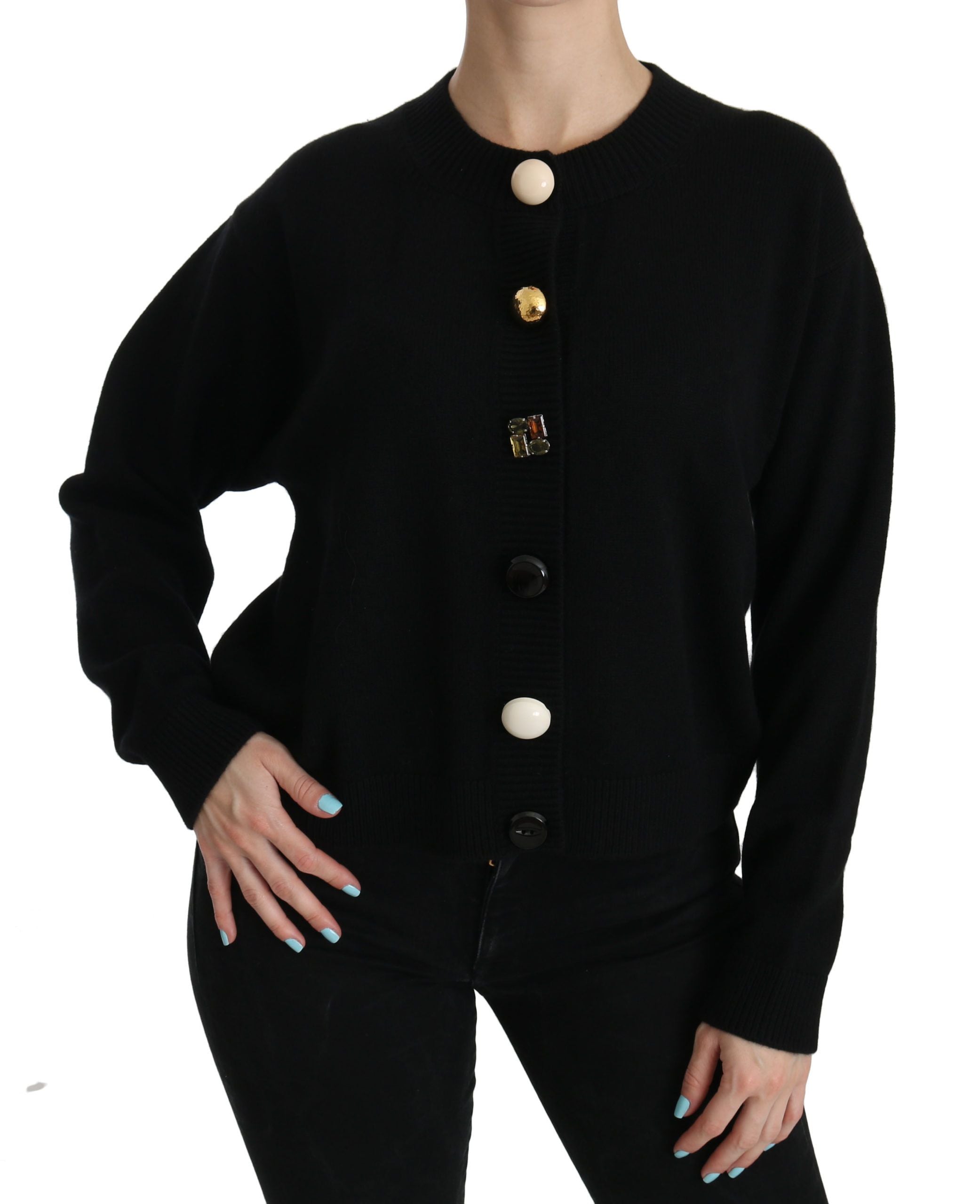 Zwarte vest met knoopversiering