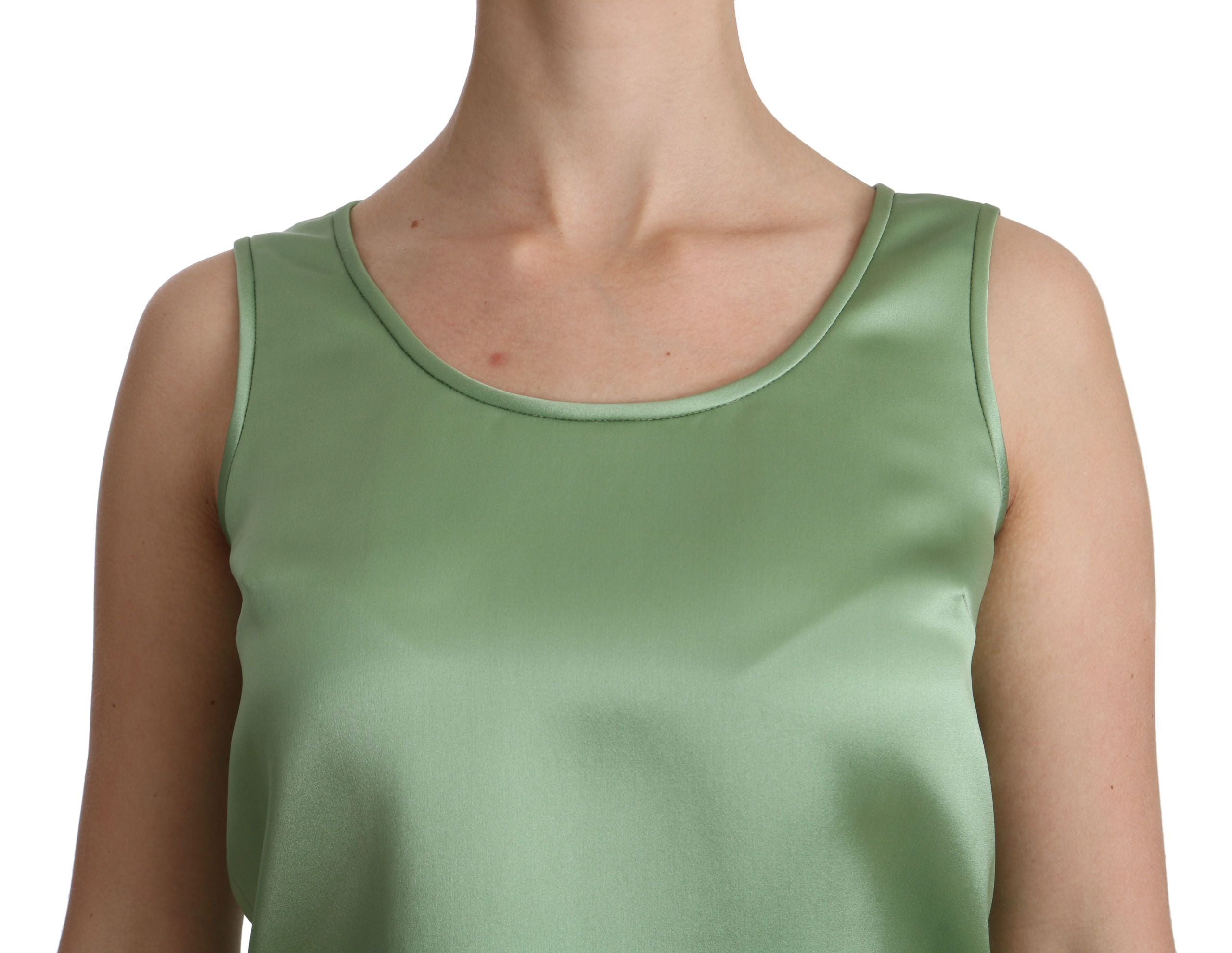 Groene mouwloze tanktop van 100% zijde