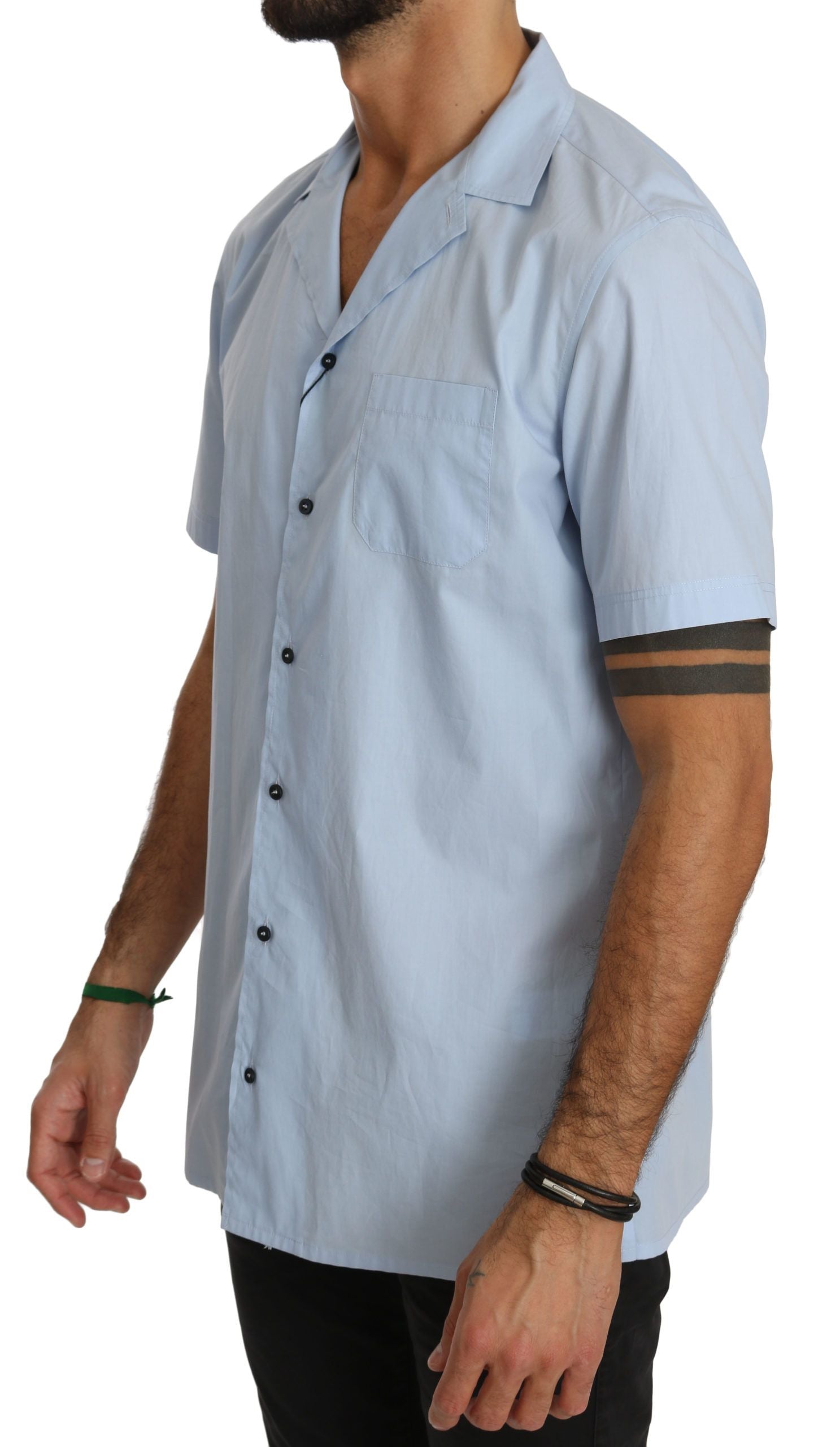 Blauw shirt met korte mouwen van 100% katoen