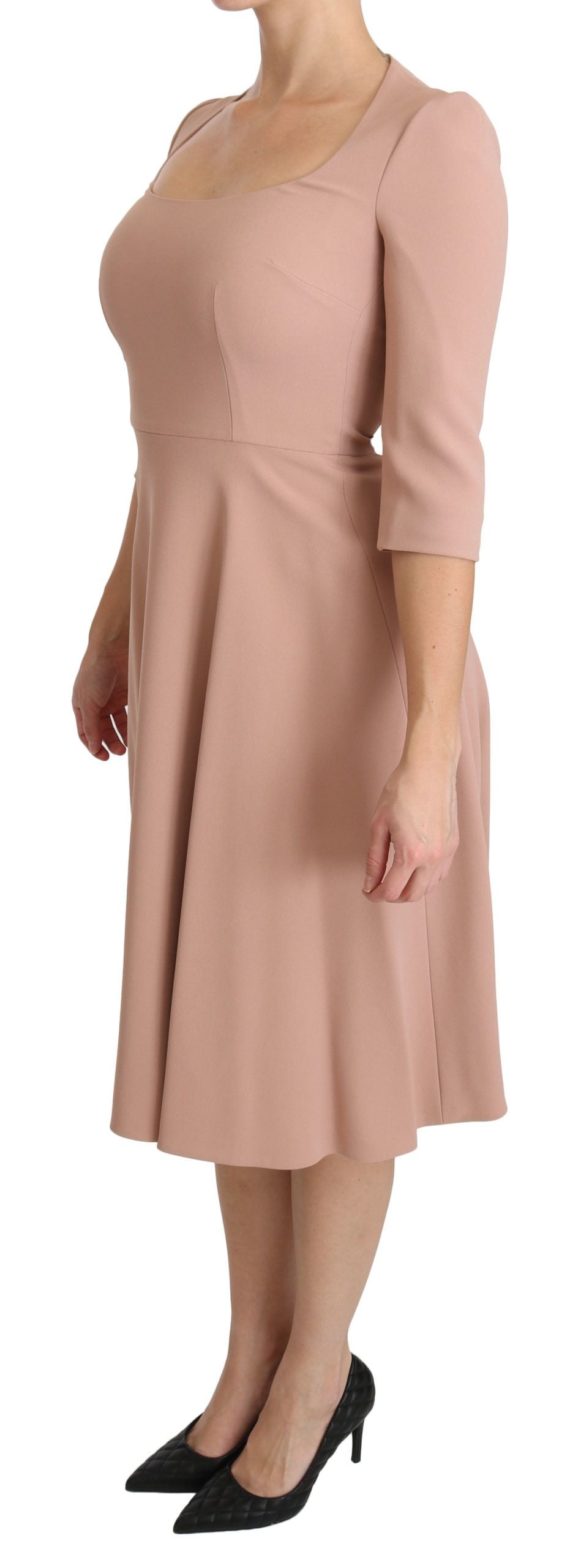Roze A-lijn viscose jurk met 3/4 mouwen