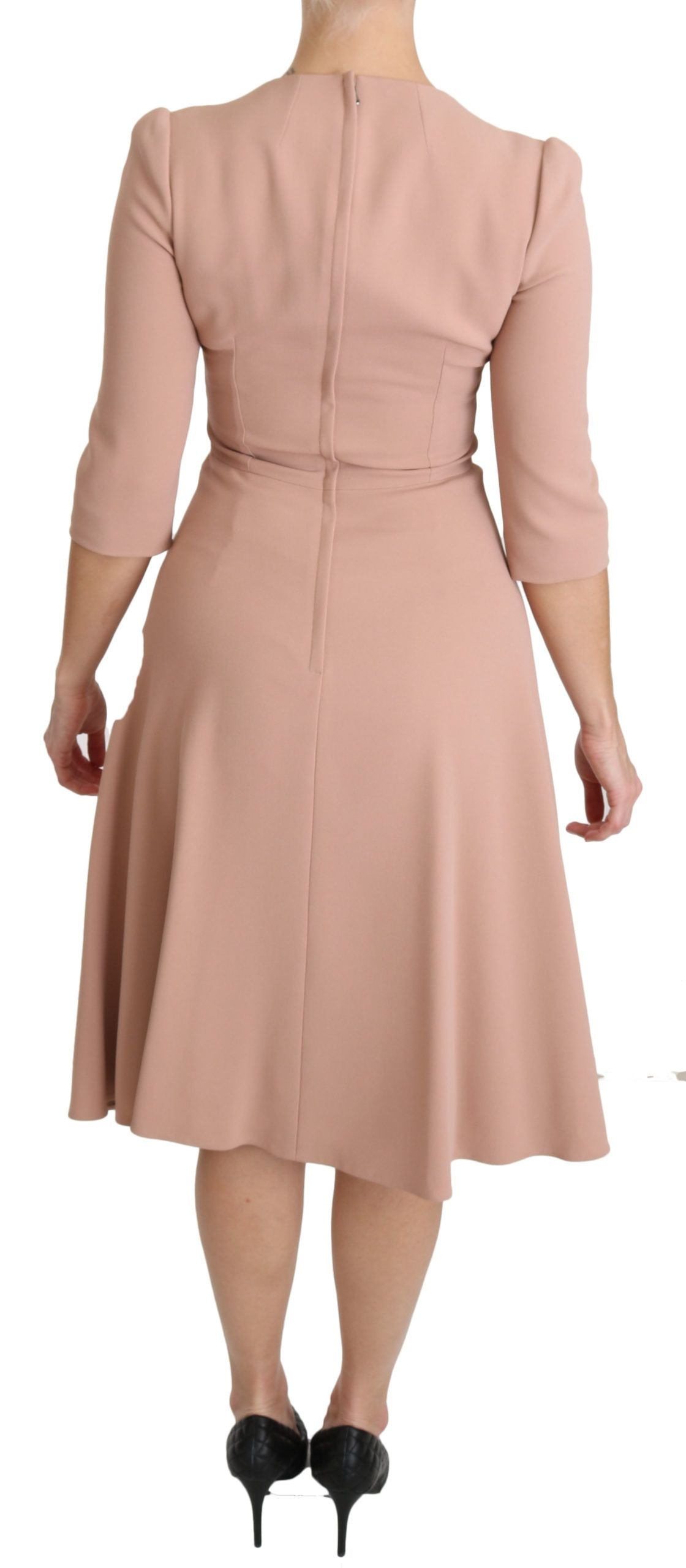 Roze A-lijn viscose jurk met 3/4 mouwen
