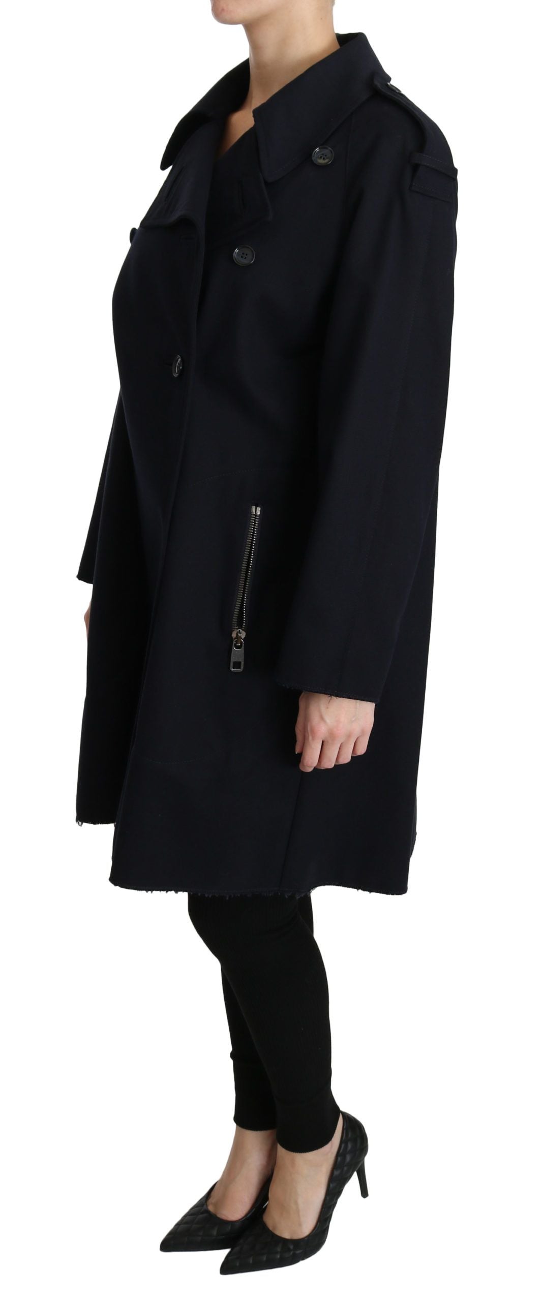 Jas Blauw Katoen Dames Trenchcoat