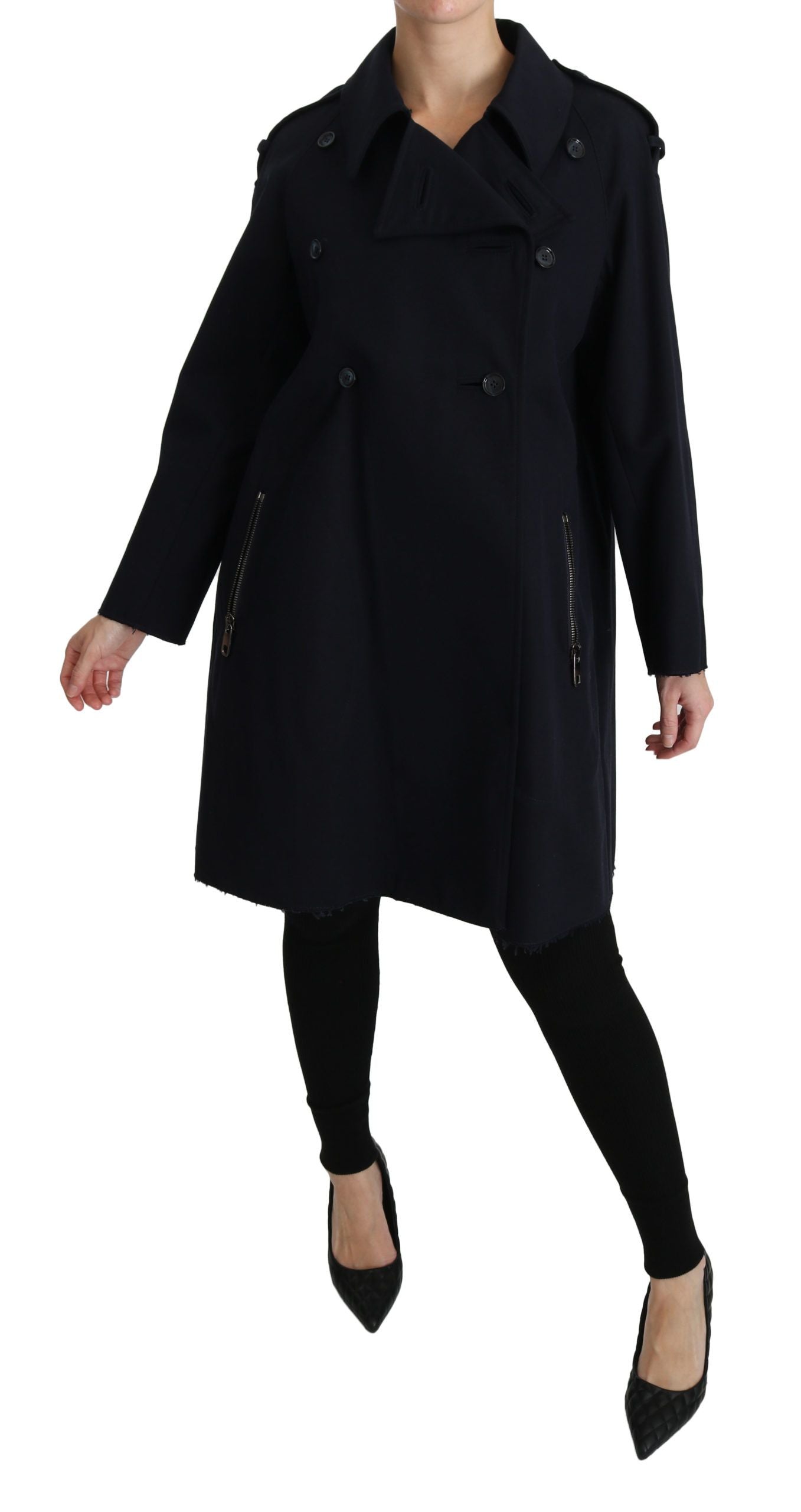 Jas Blauw Katoen Dames Trenchcoat