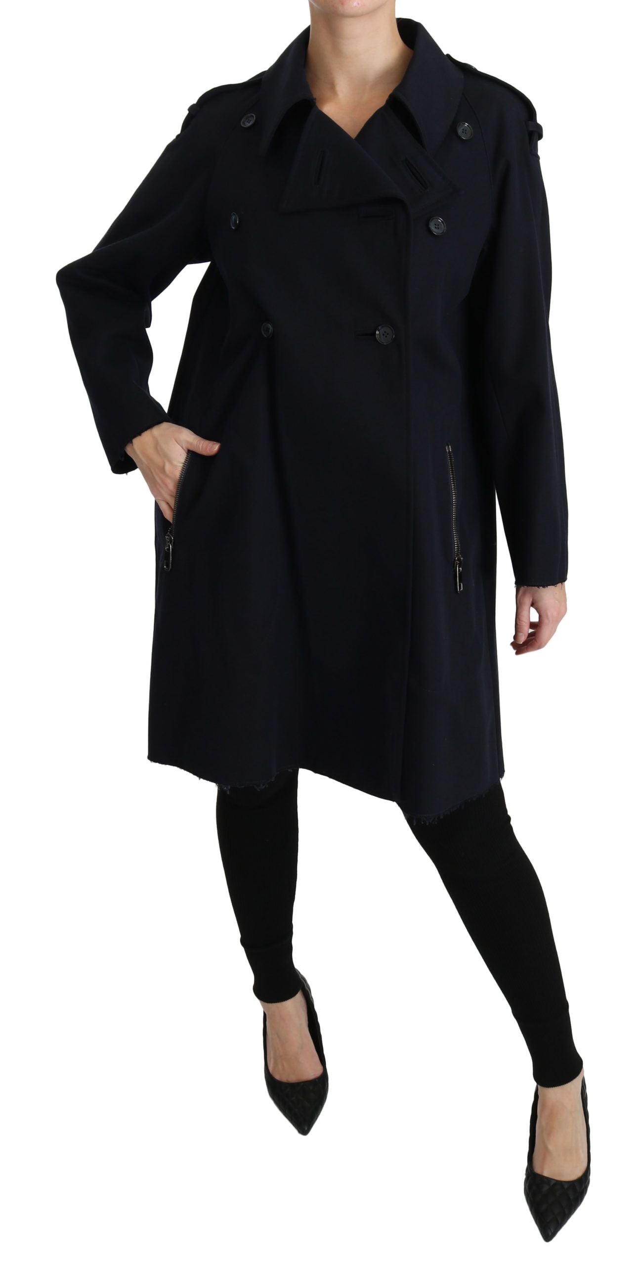 Jas Blauw Katoen Dames Trenchcoat
