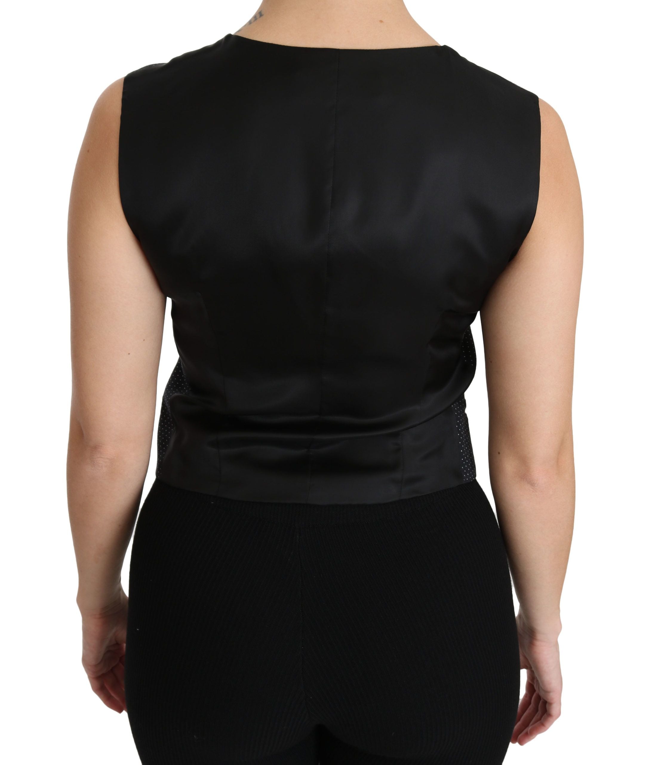 Zwarte gestippelde vest blouse top