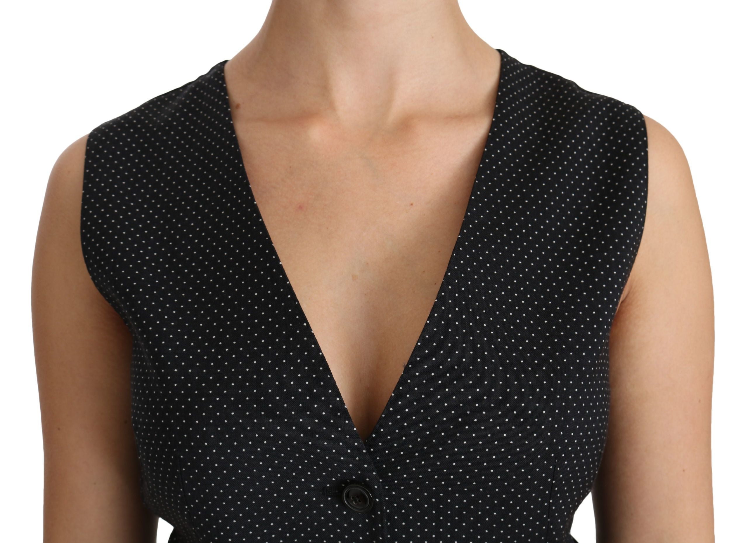 Zwarte gestippelde vest blouse top