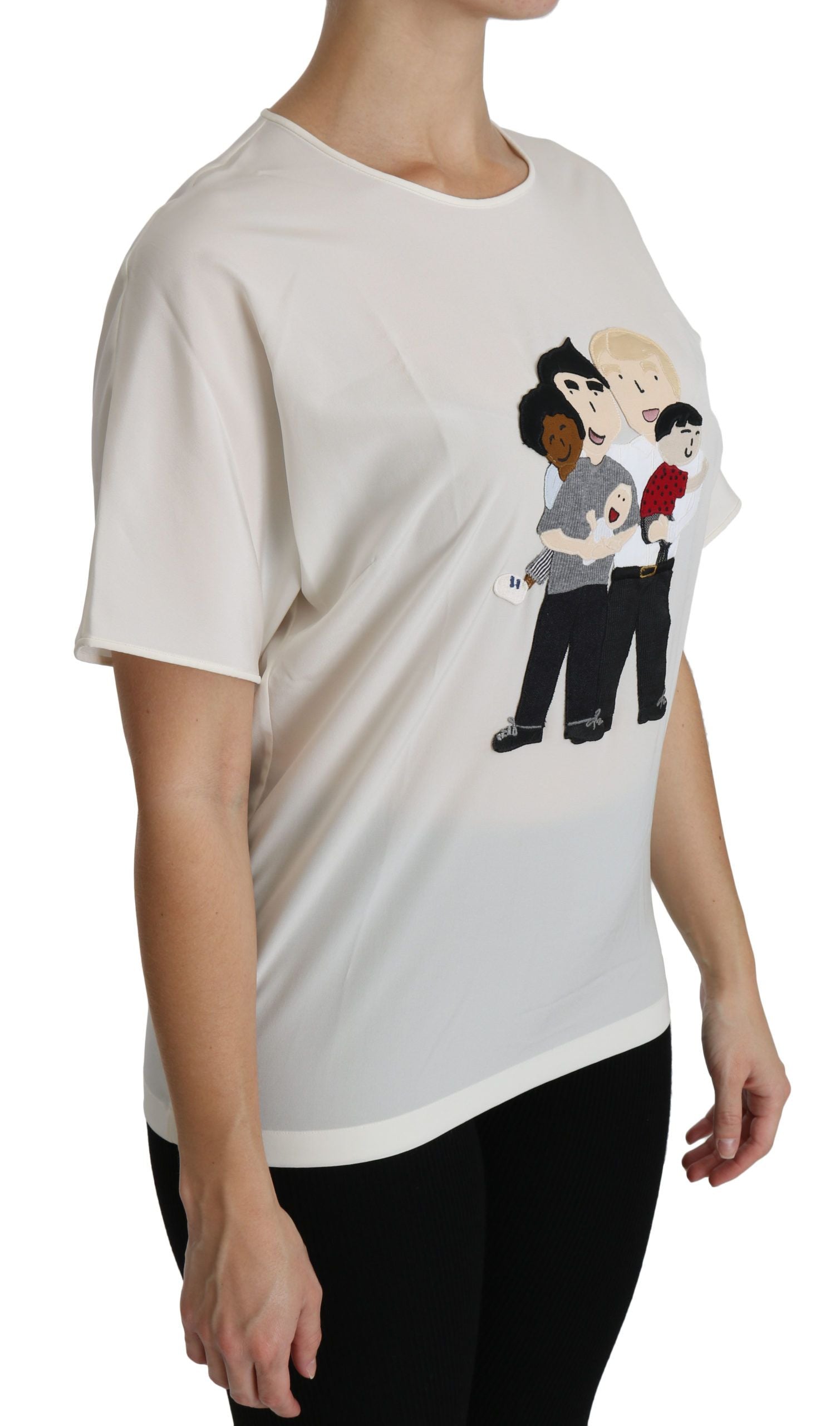 Witte #dgfamily blouse met korte mouwen en patch