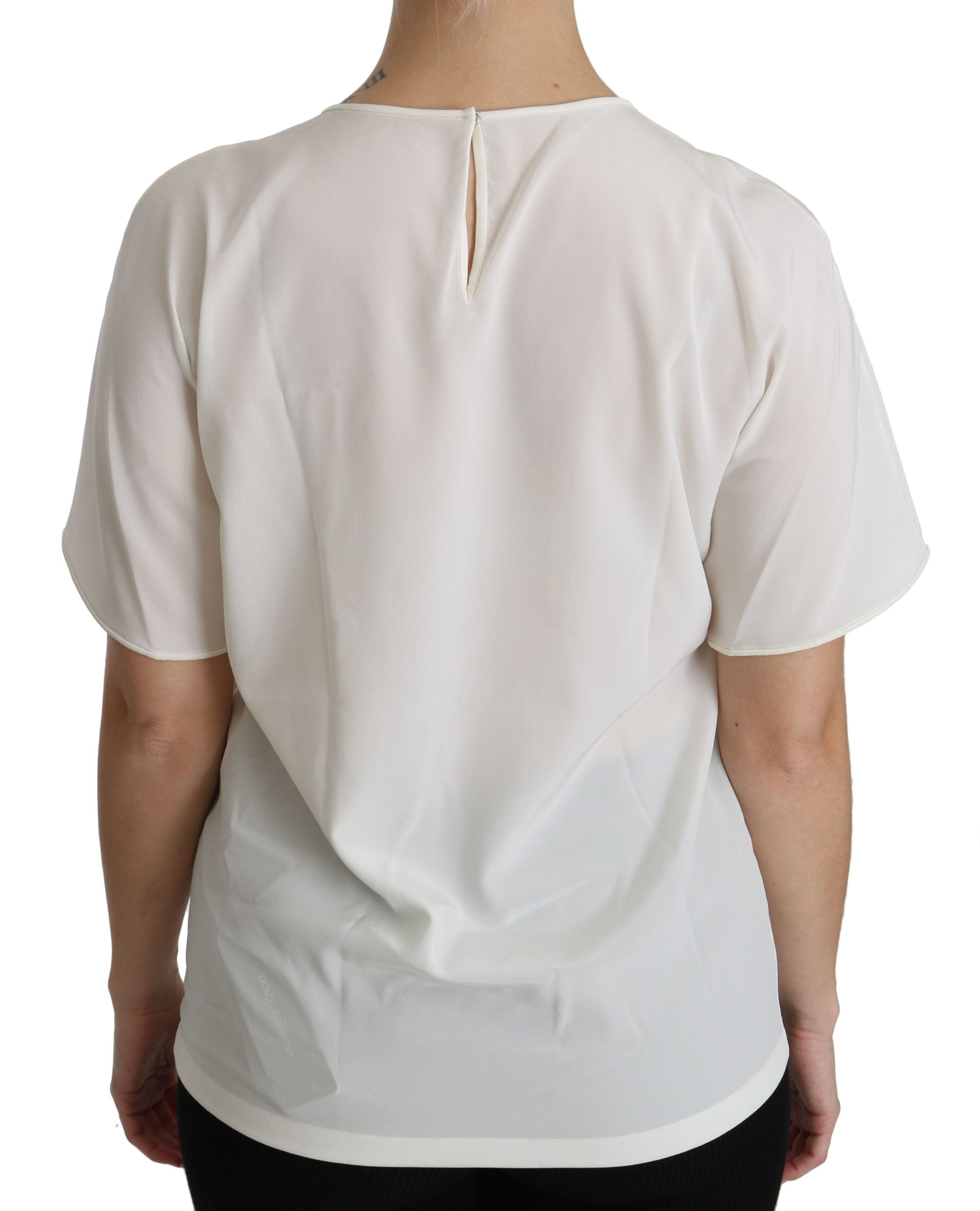 Witte #dgfamily blouse met korte mouwen en patch