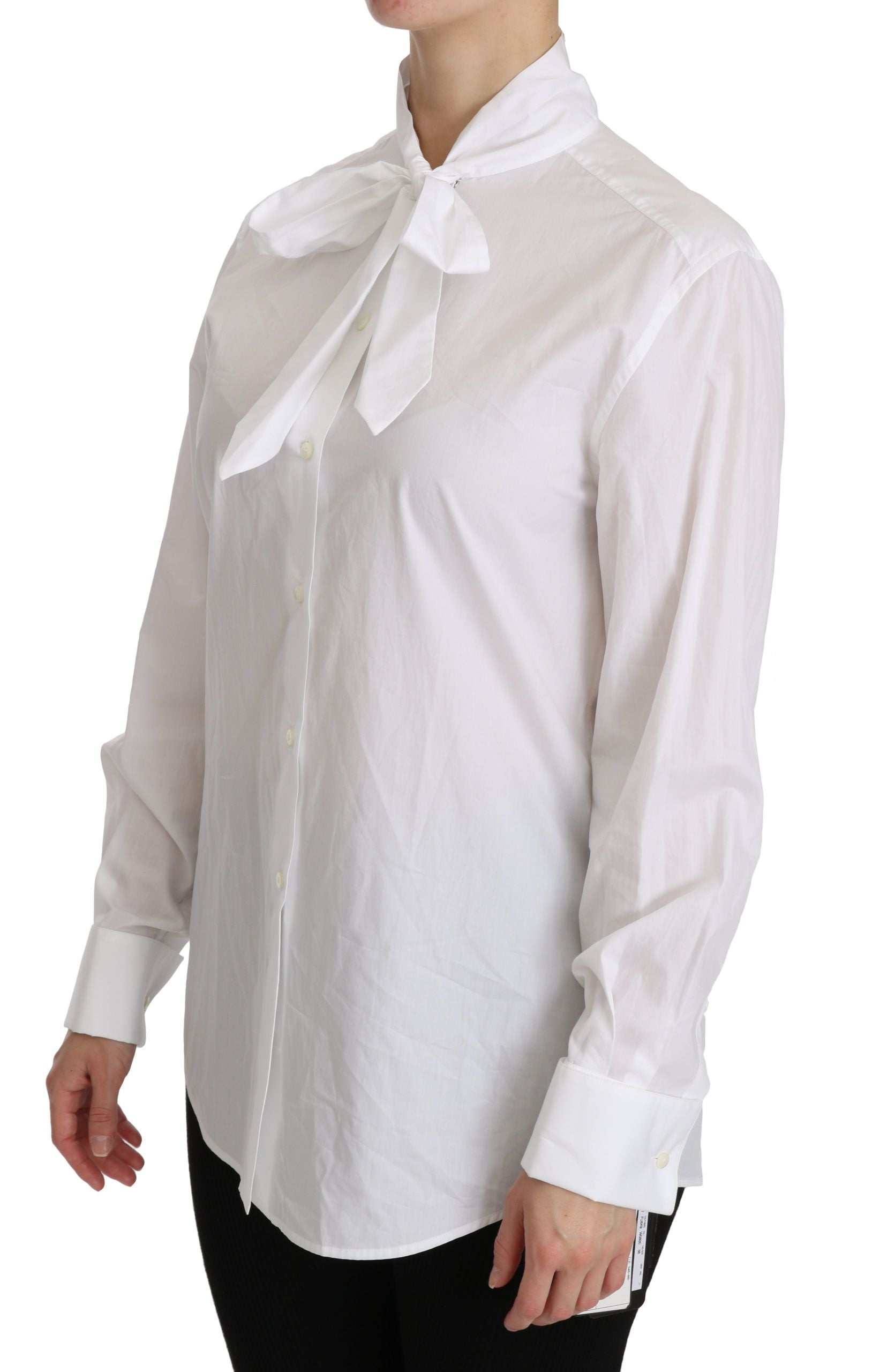 Wit coltrui poloshirt met lange mouwen