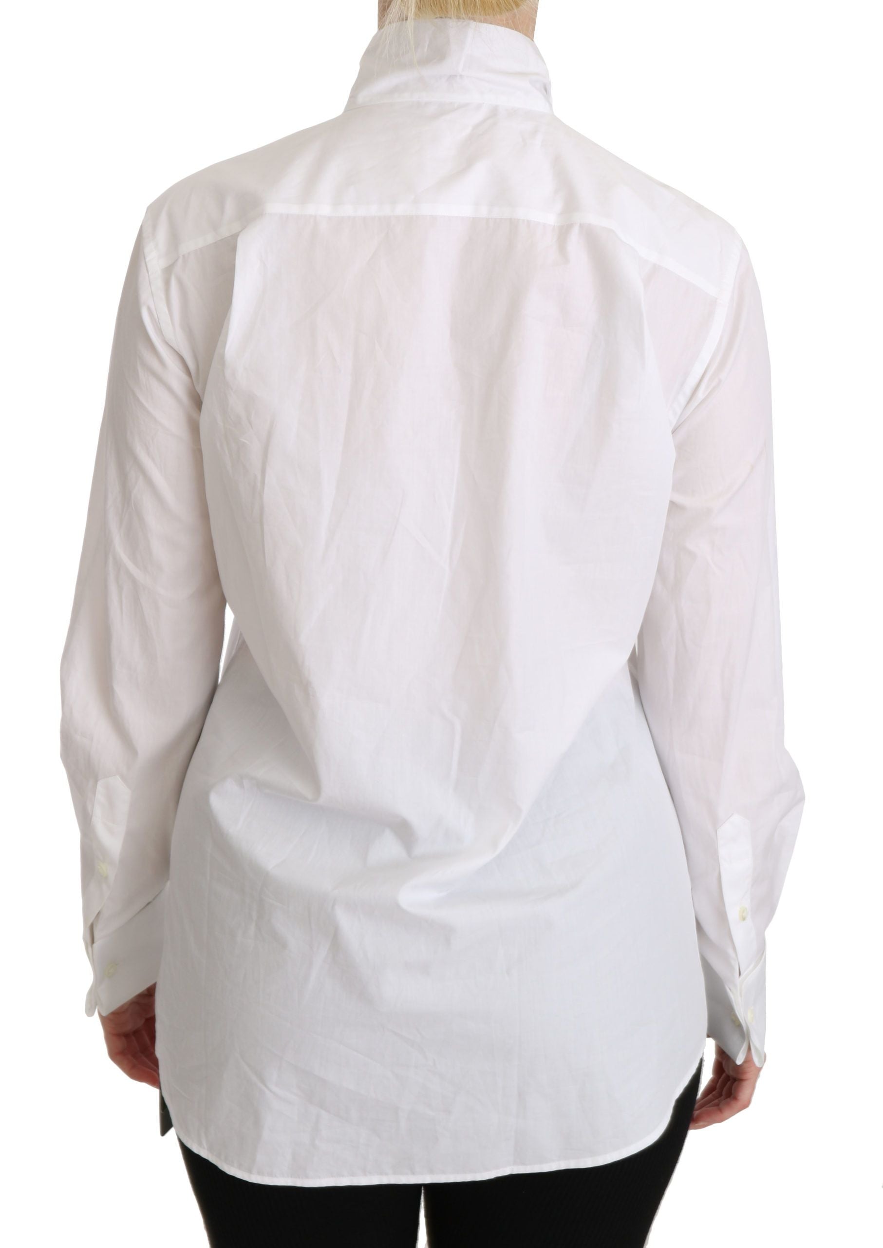 Wit coltrui poloshirt met lange mouwen