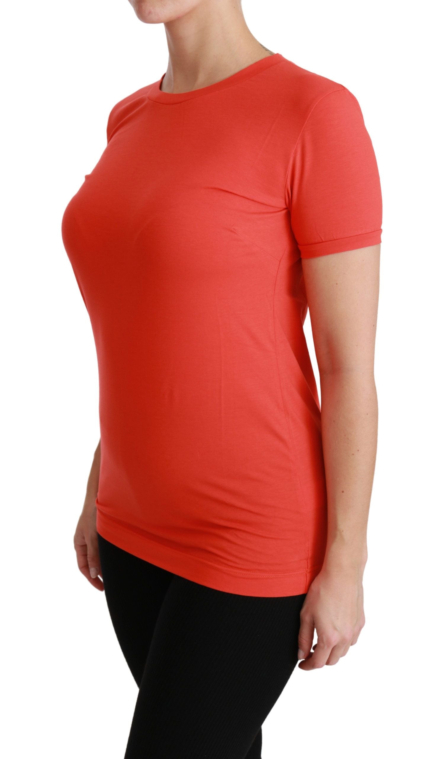 Rood T-shirt met ronde hals en korte mouwen, katoenen top