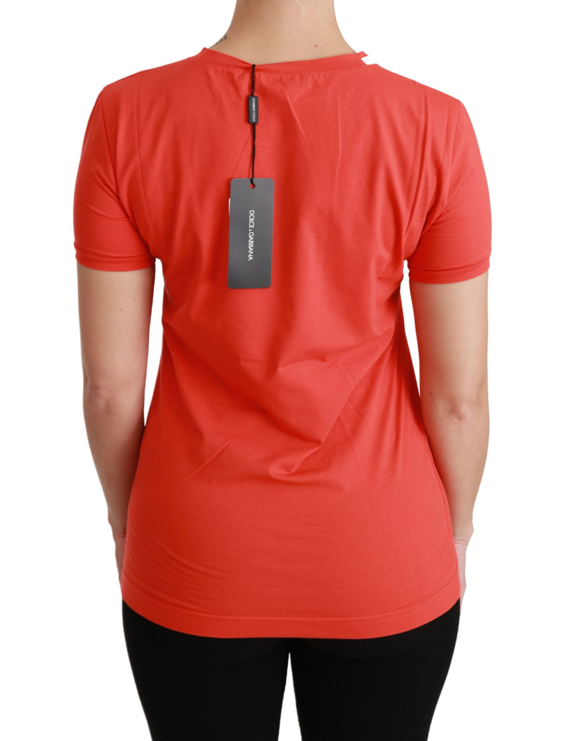 Rood T-shirt met ronde hals en korte mouwen, katoenen top