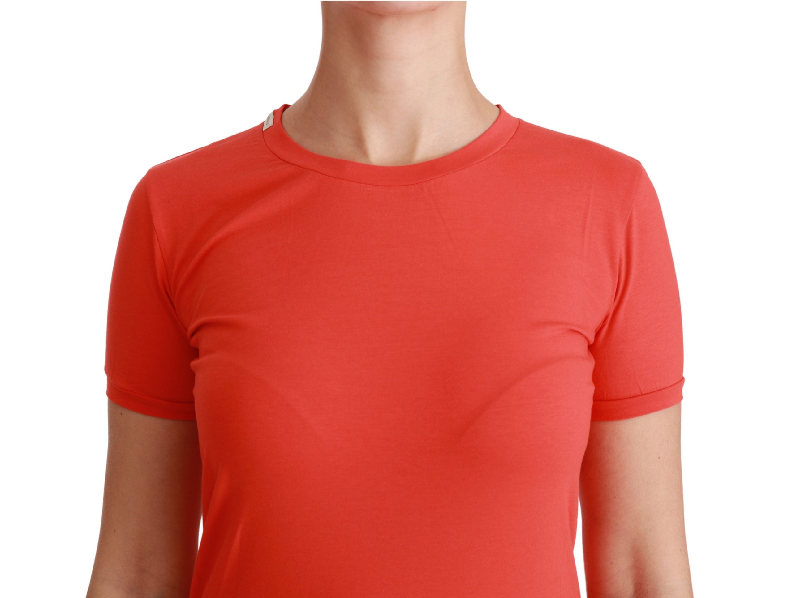 Rood T-shirt met ronde hals en korte mouwen, katoenen top
