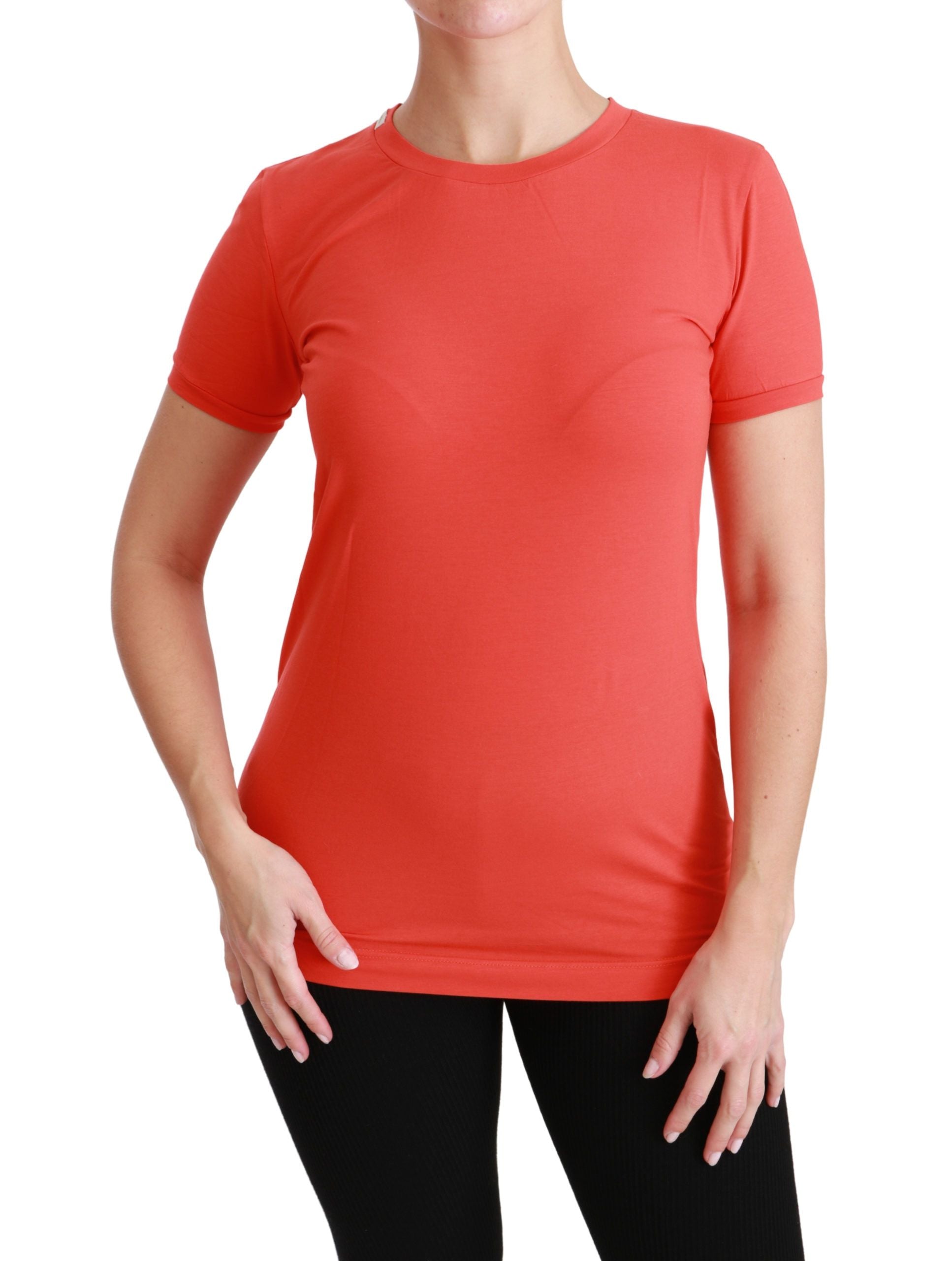 Rood T-shirt met ronde hals en korte mouwen, katoenen top