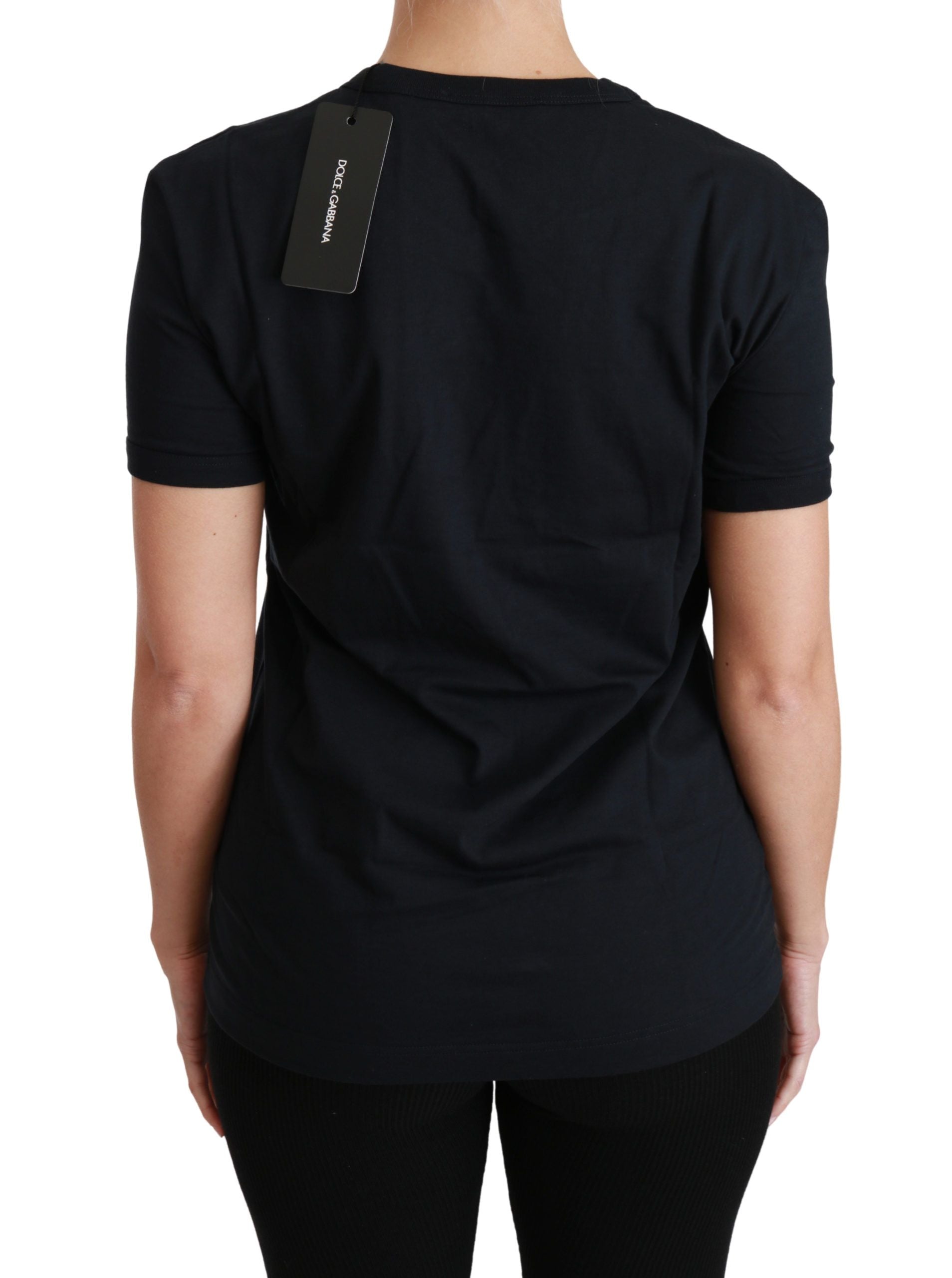 Blauwe Amore Patch Crewneck katoenen top T-shirt
