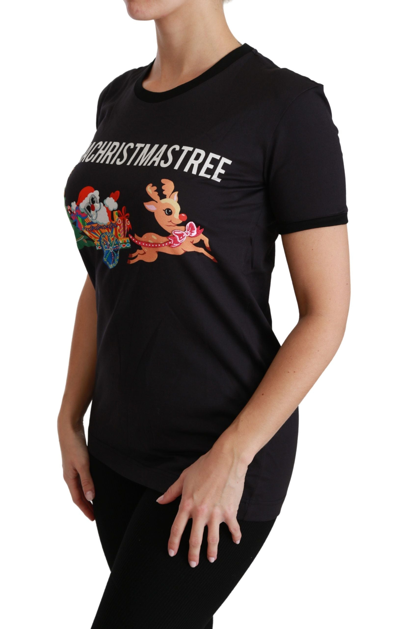 Zwart #ImAChristmasTree T-shirt met ronde hals