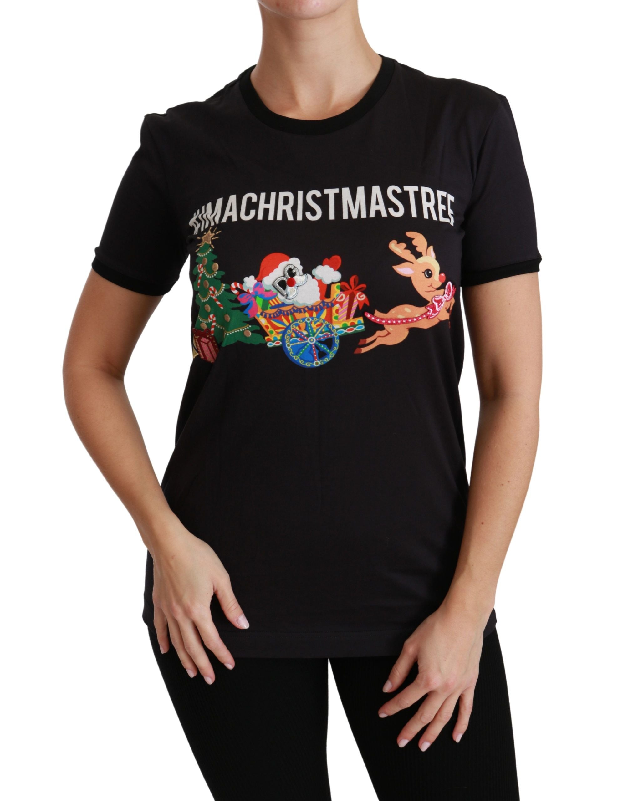 Zwart #ImAChristmasTree T-shirt met ronde hals