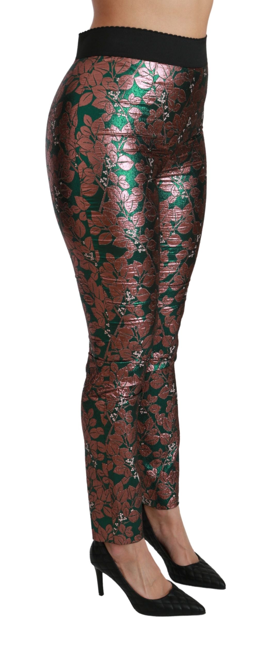 Groene bronzen bladpanty's skinny broek
