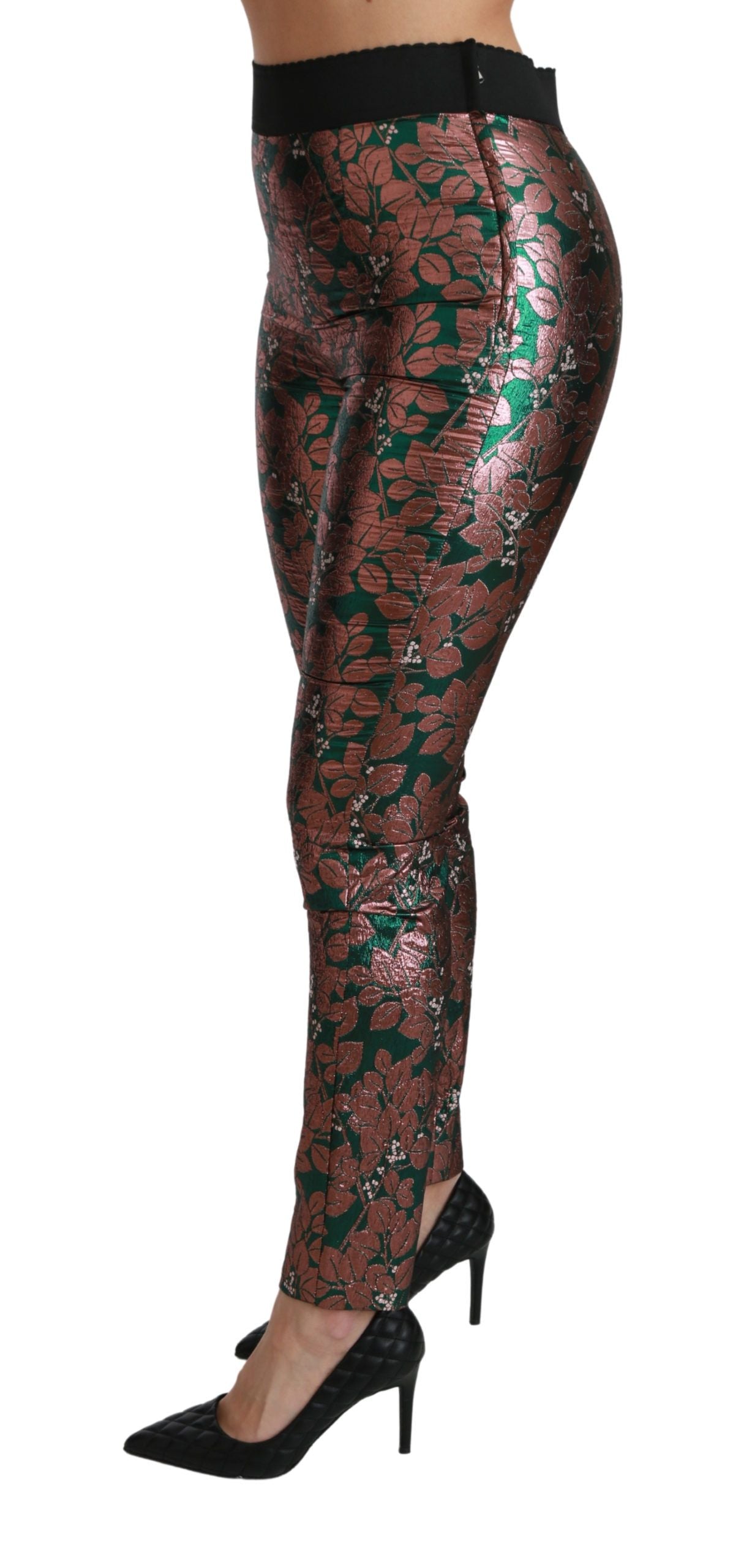 Groene bronzen bladpanty's skinny broek