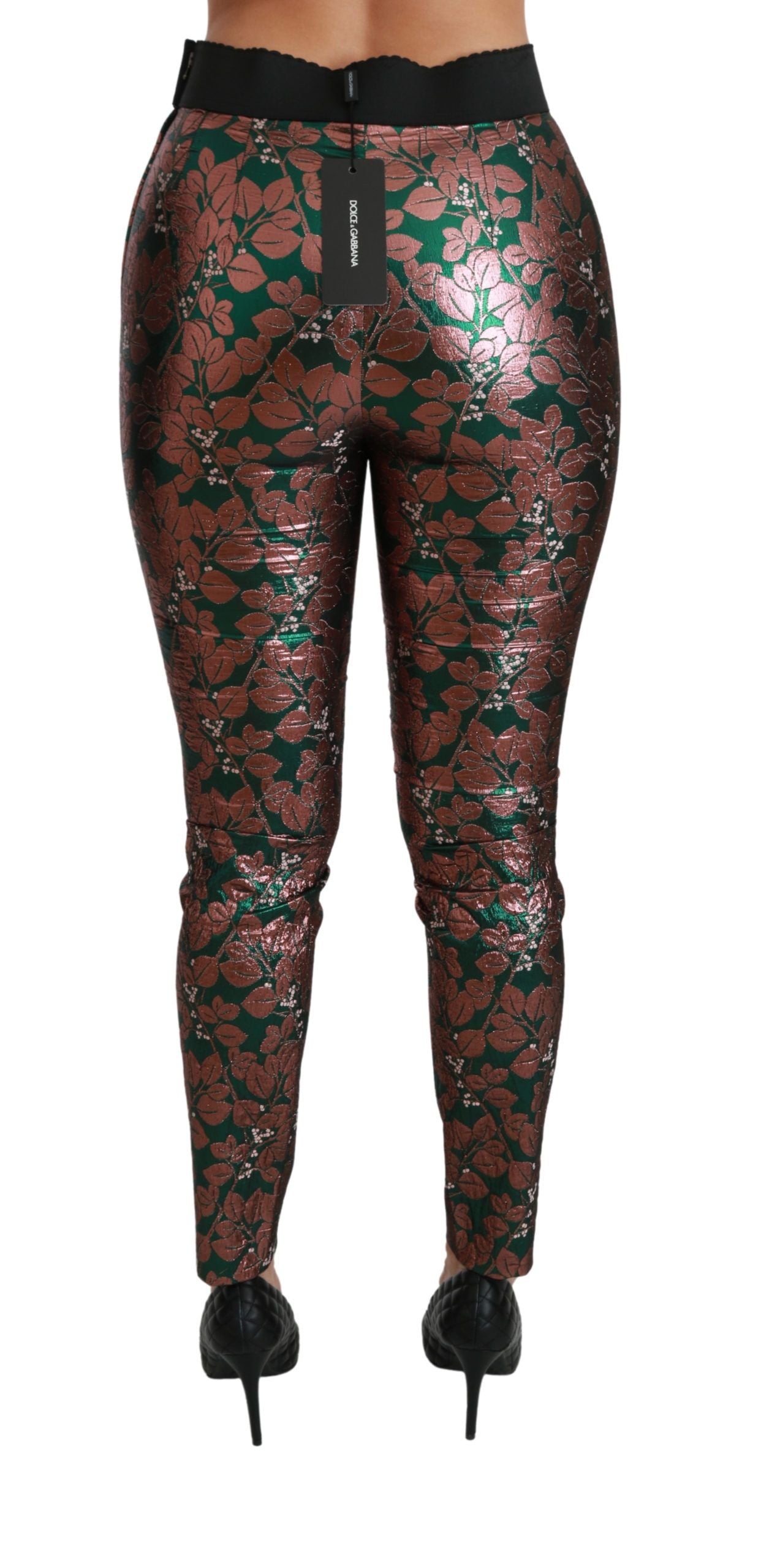 Groene bronzen bladpanty's skinny broek