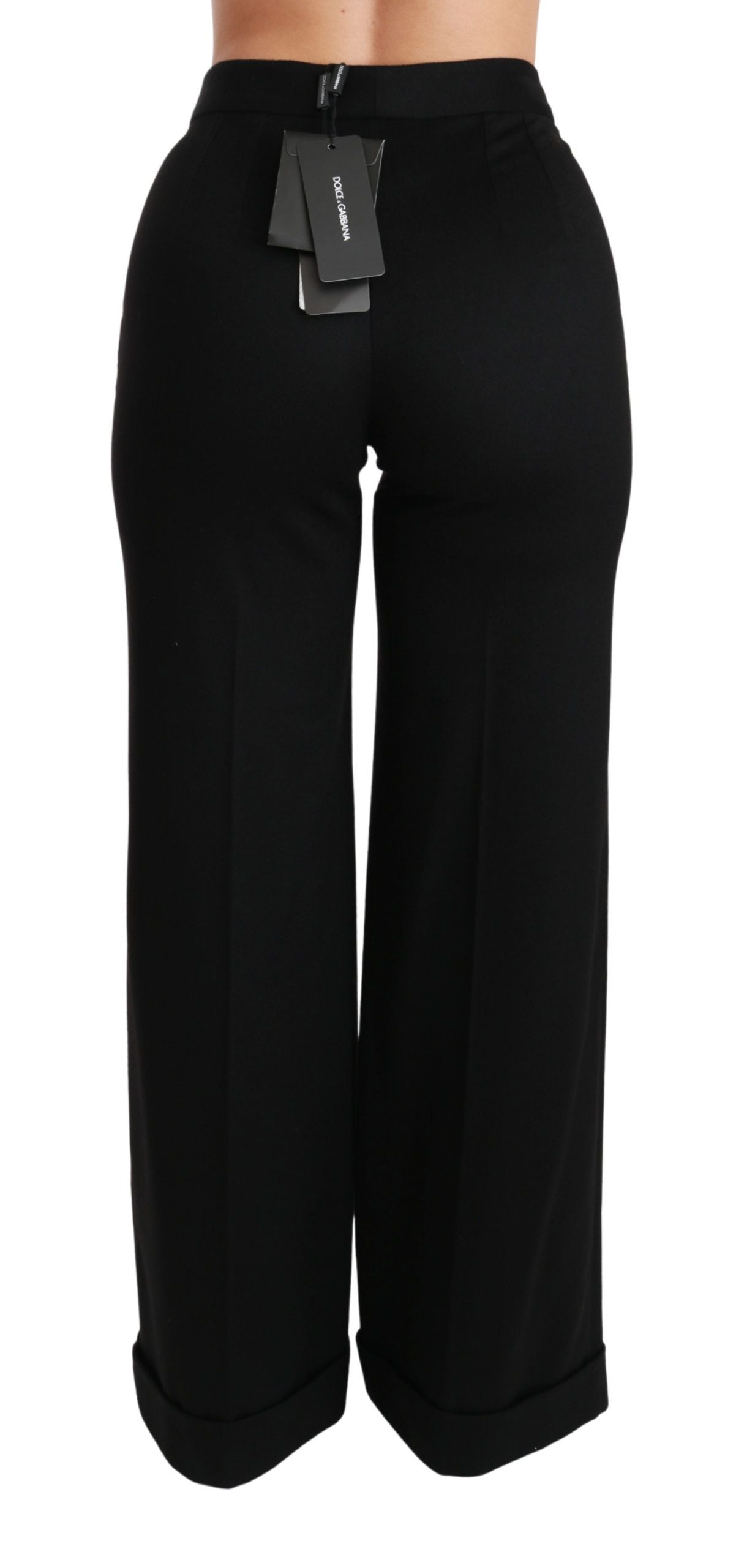 Zwarte wijde broek met wijde pijpen en uitlopende kasjmierbroek