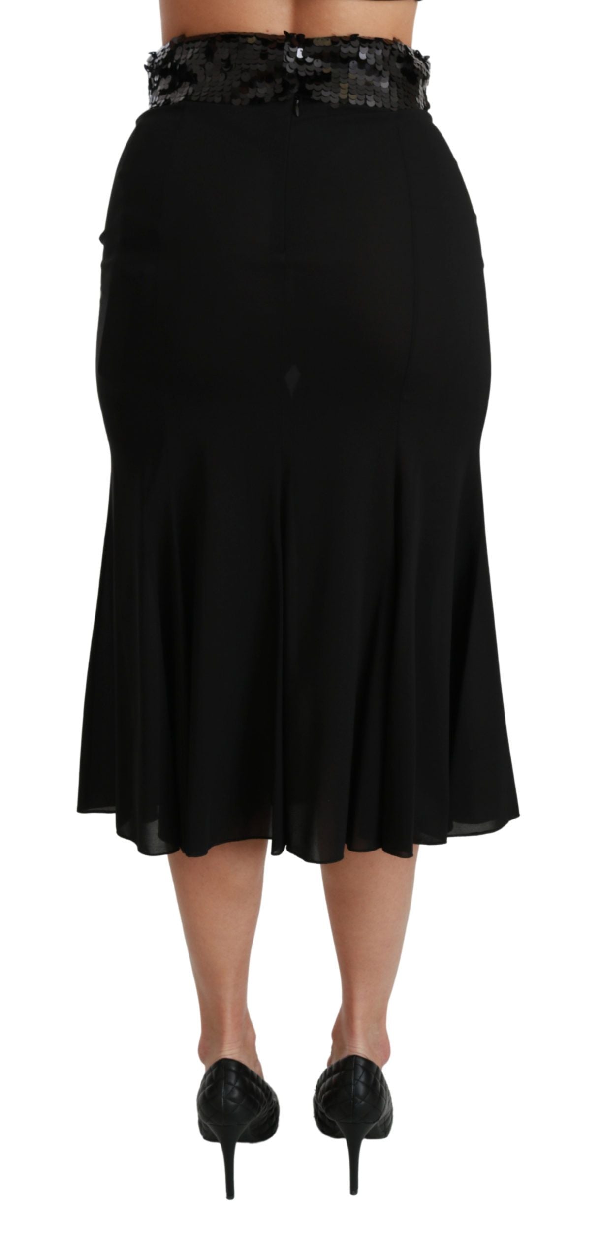 Zwarte hoge taille zeemeermin midi zijden rok