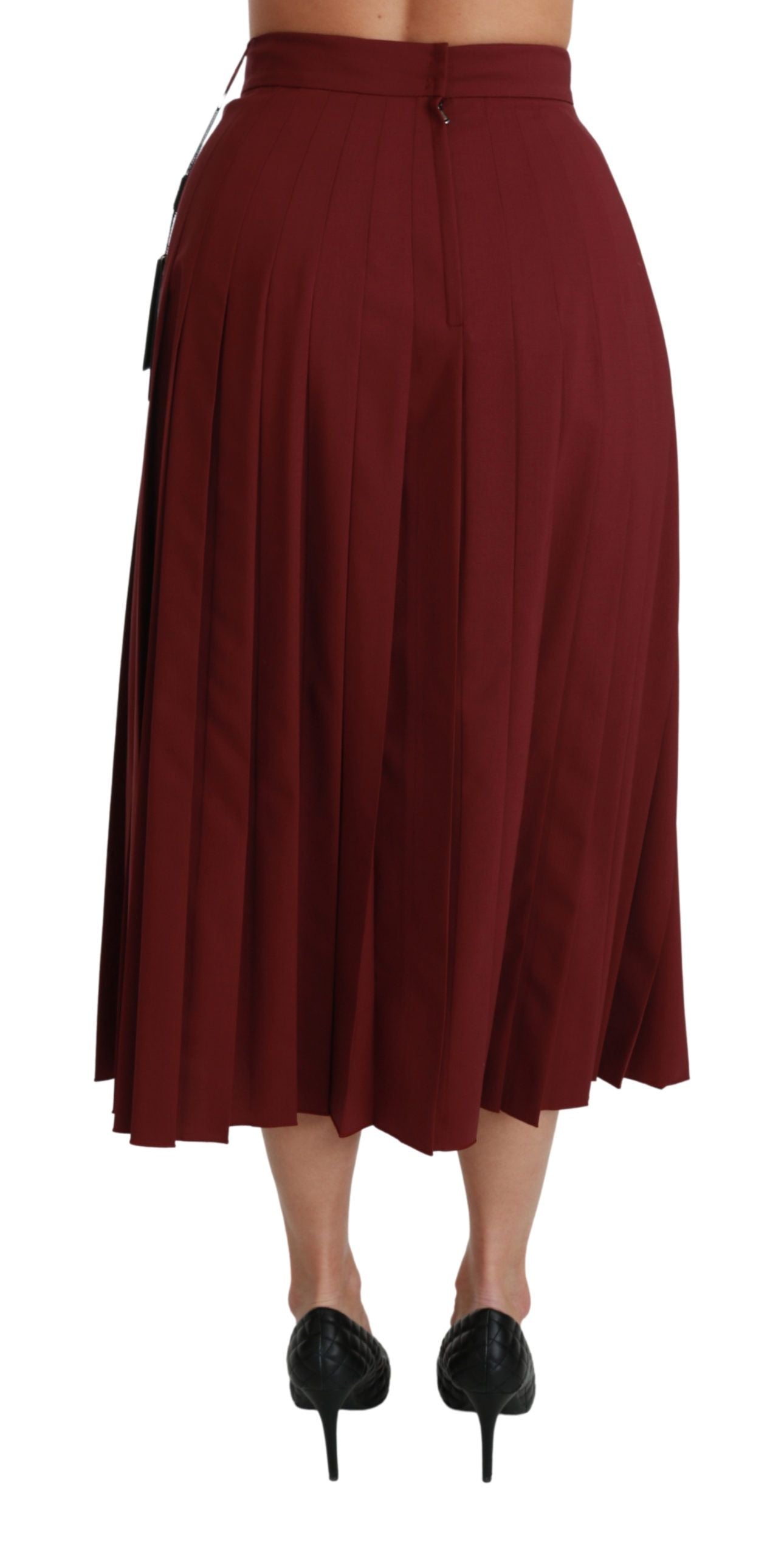 Rode geplooide maxi-wolrok met hoge taille