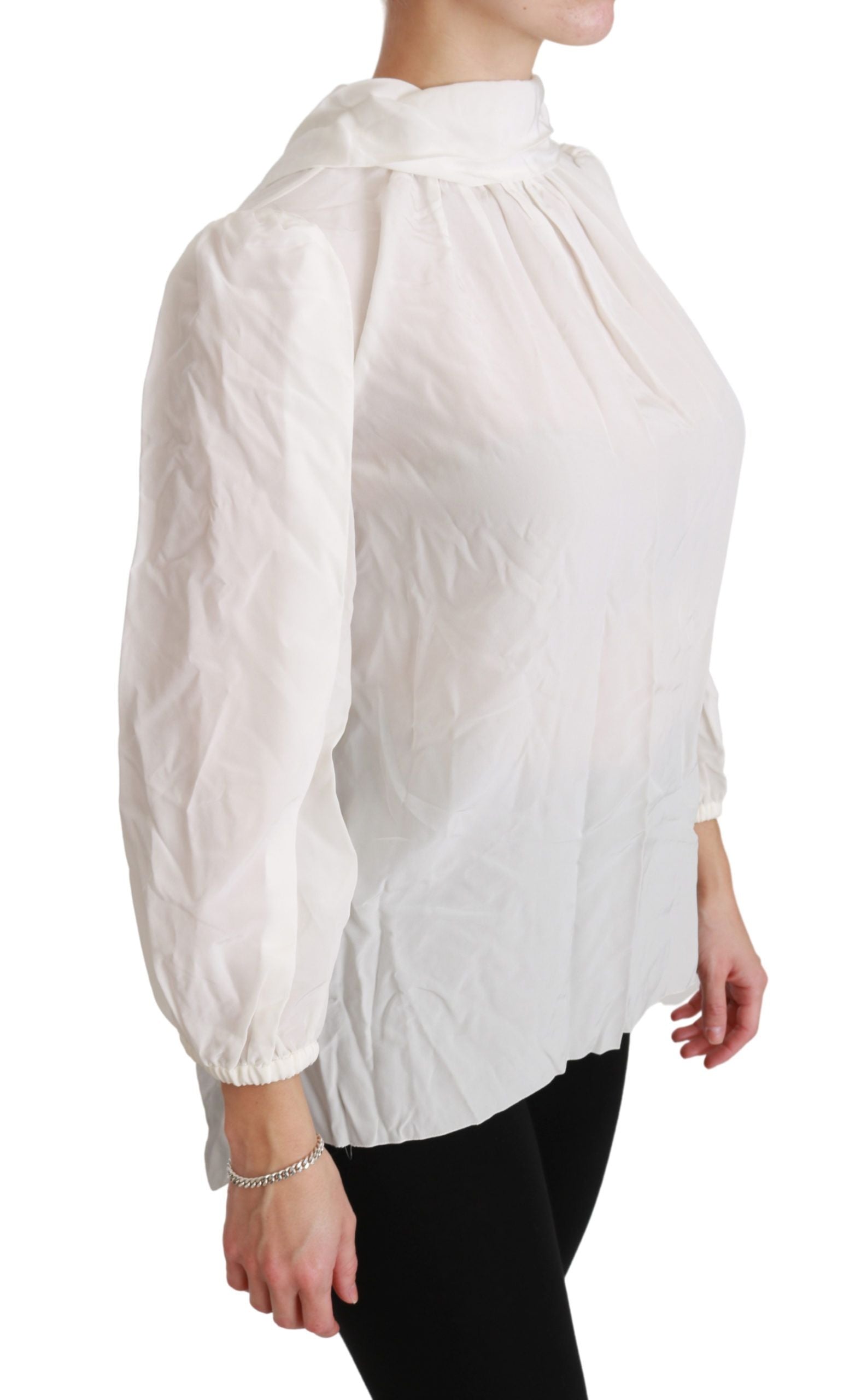 Witte coltrui blouse shirt zijden top