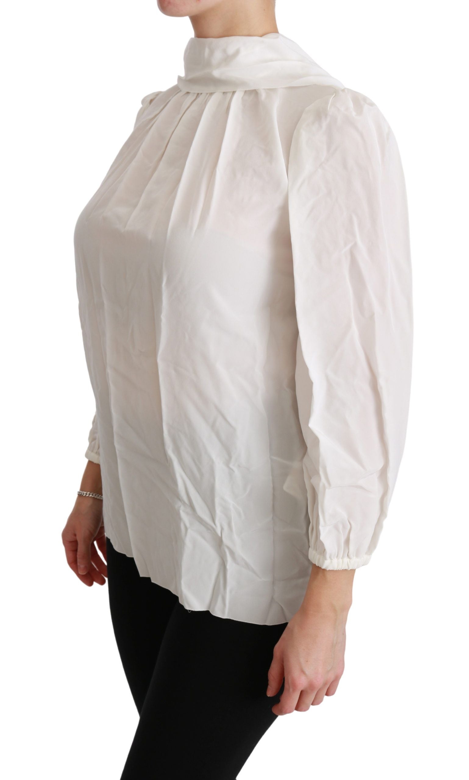Witte coltrui blouse shirt zijden top