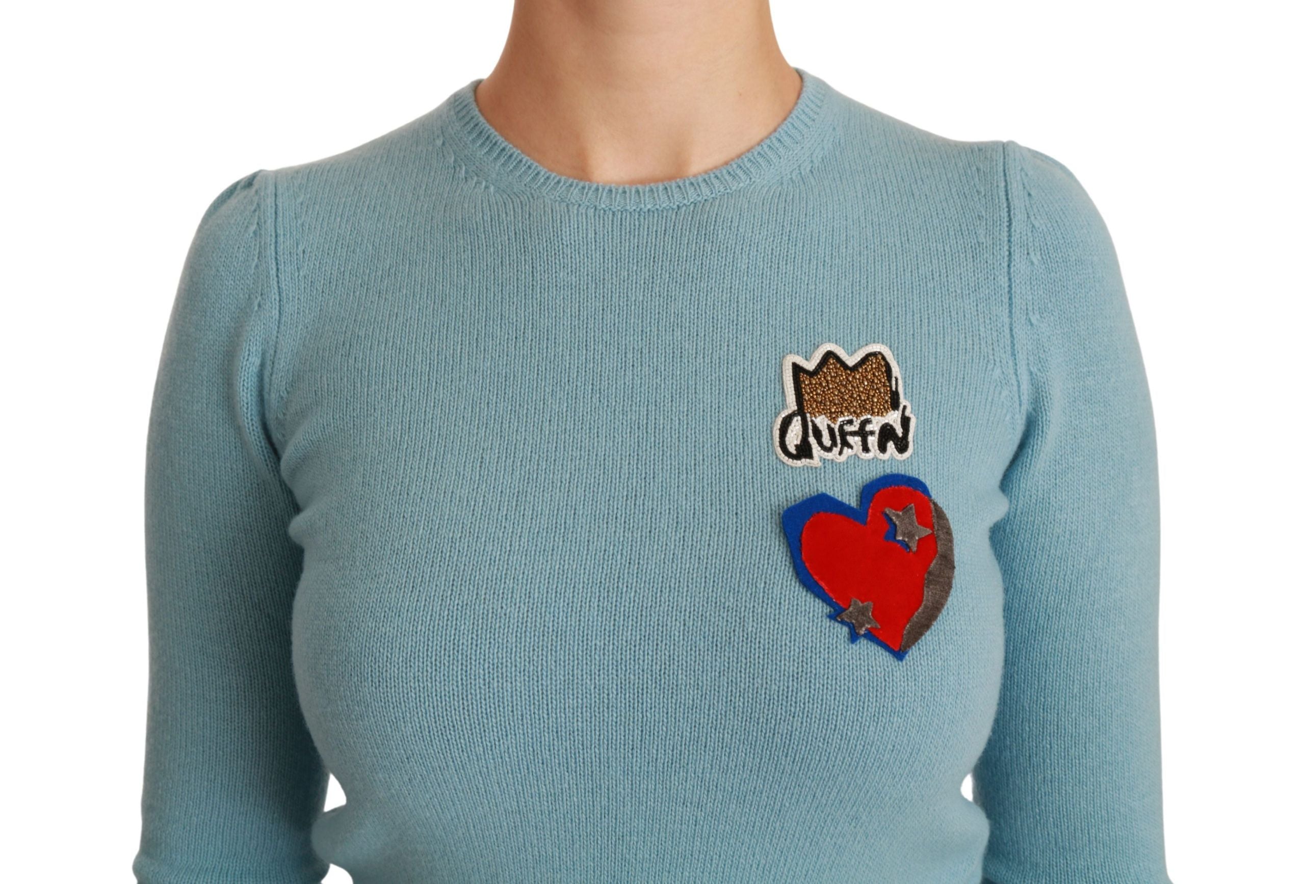 Blauwe wollen Queen Heart Pullover trui