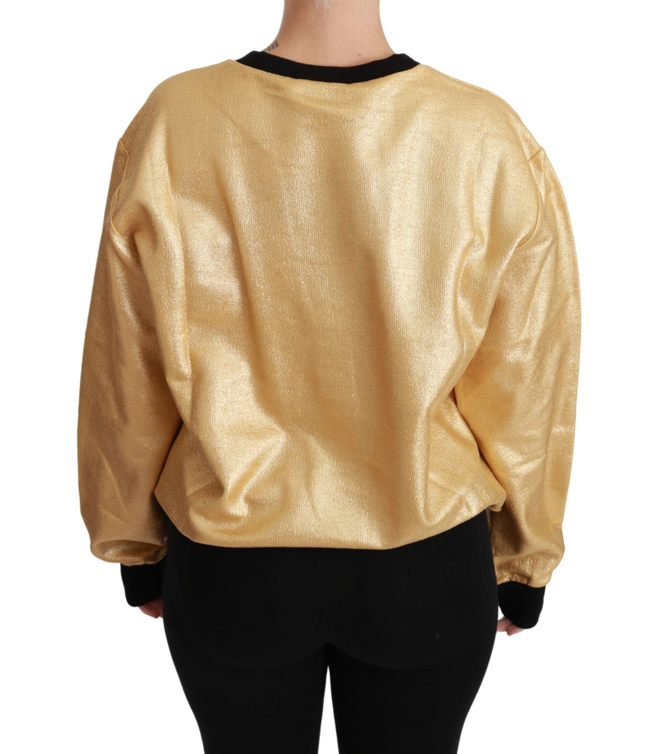 Gouden katoenen ronde hals trui