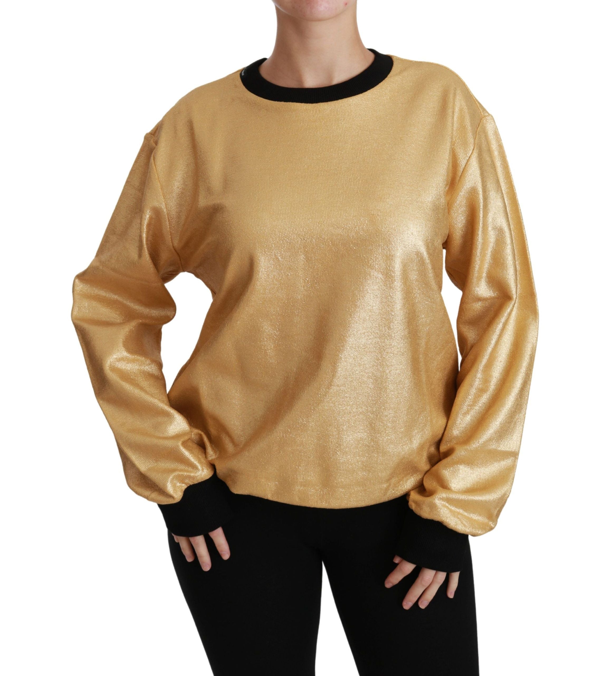 Gouden katoenen ronde hals trui