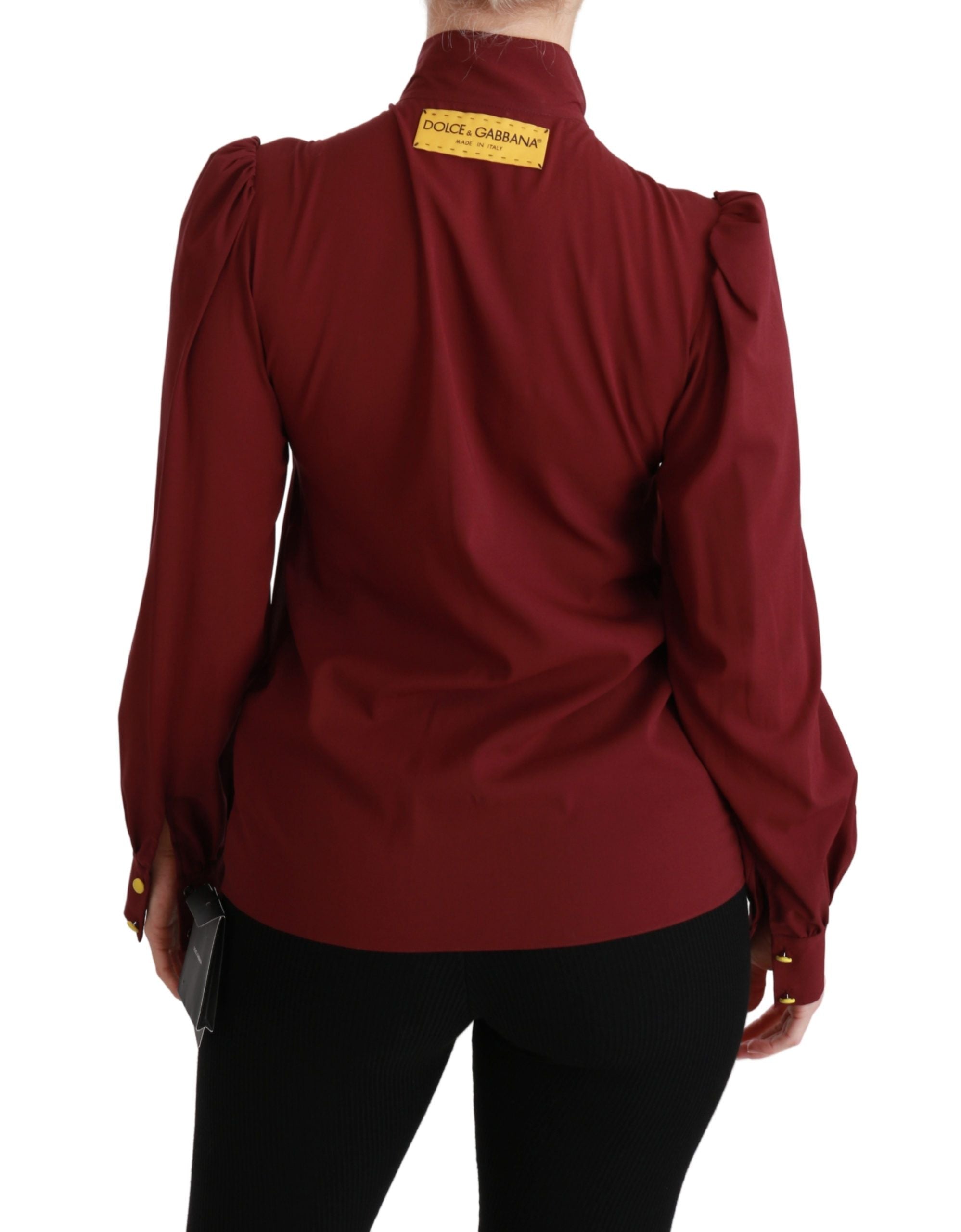 Kastanjebruine blouse met lange mouwen en zijden top