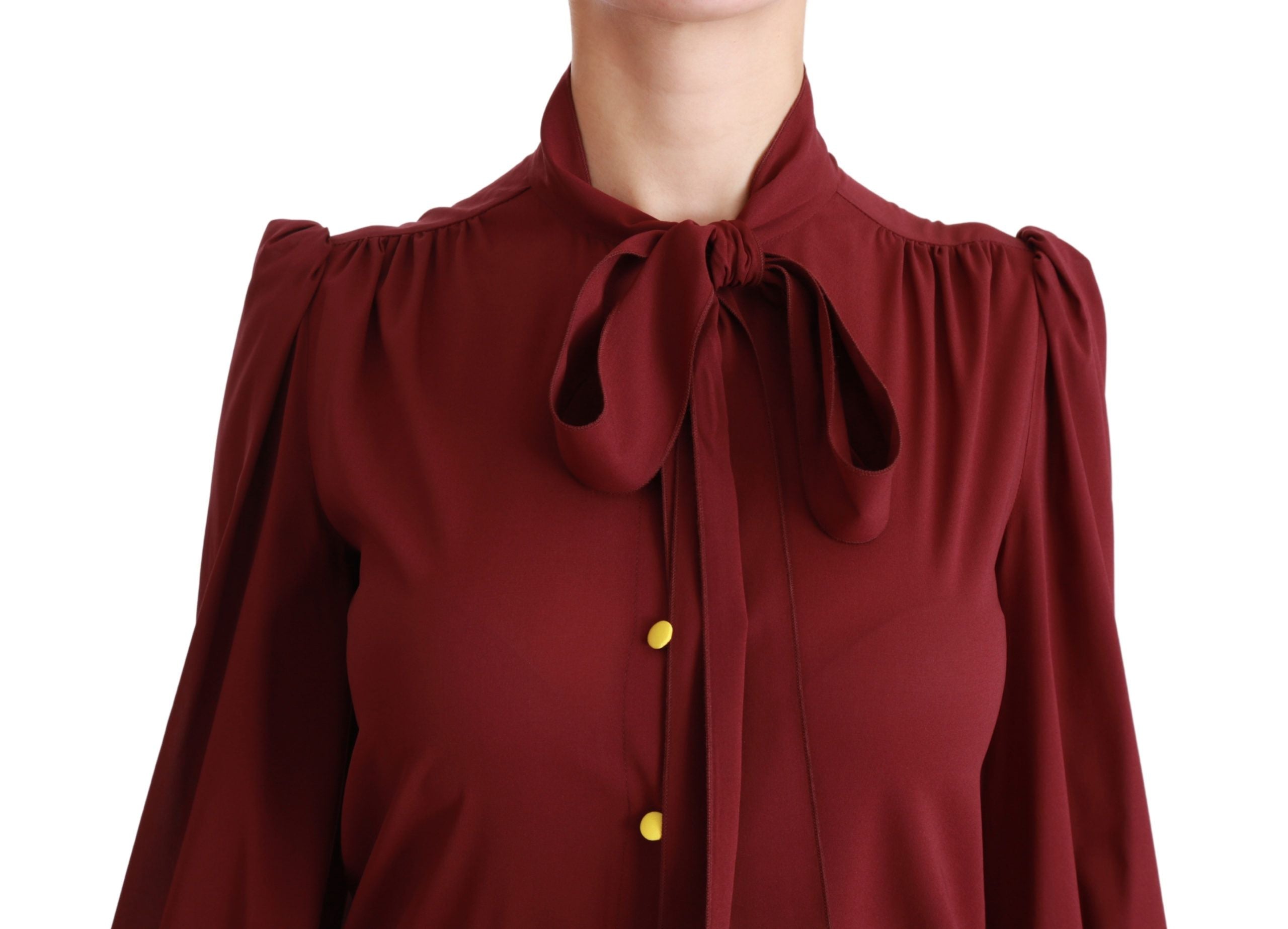 Kastanjebruine blouse met lange mouwen en zijden top