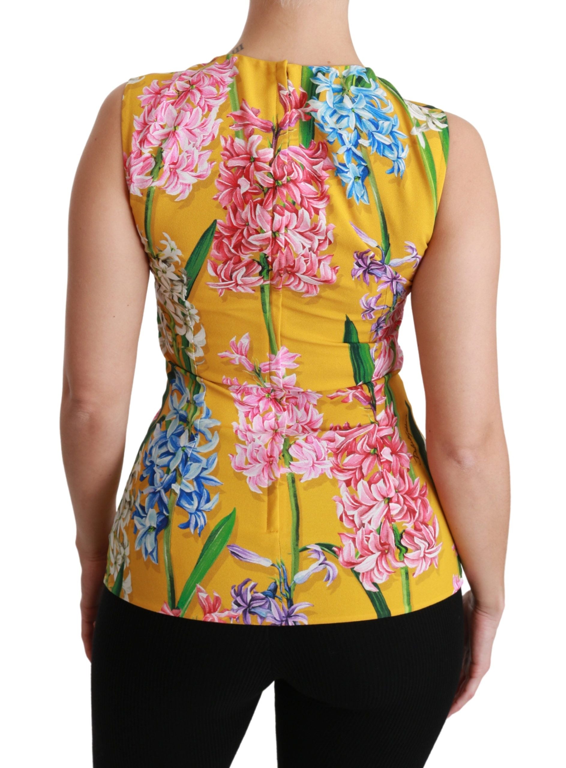 Gele bloemen stretch top tank blouse