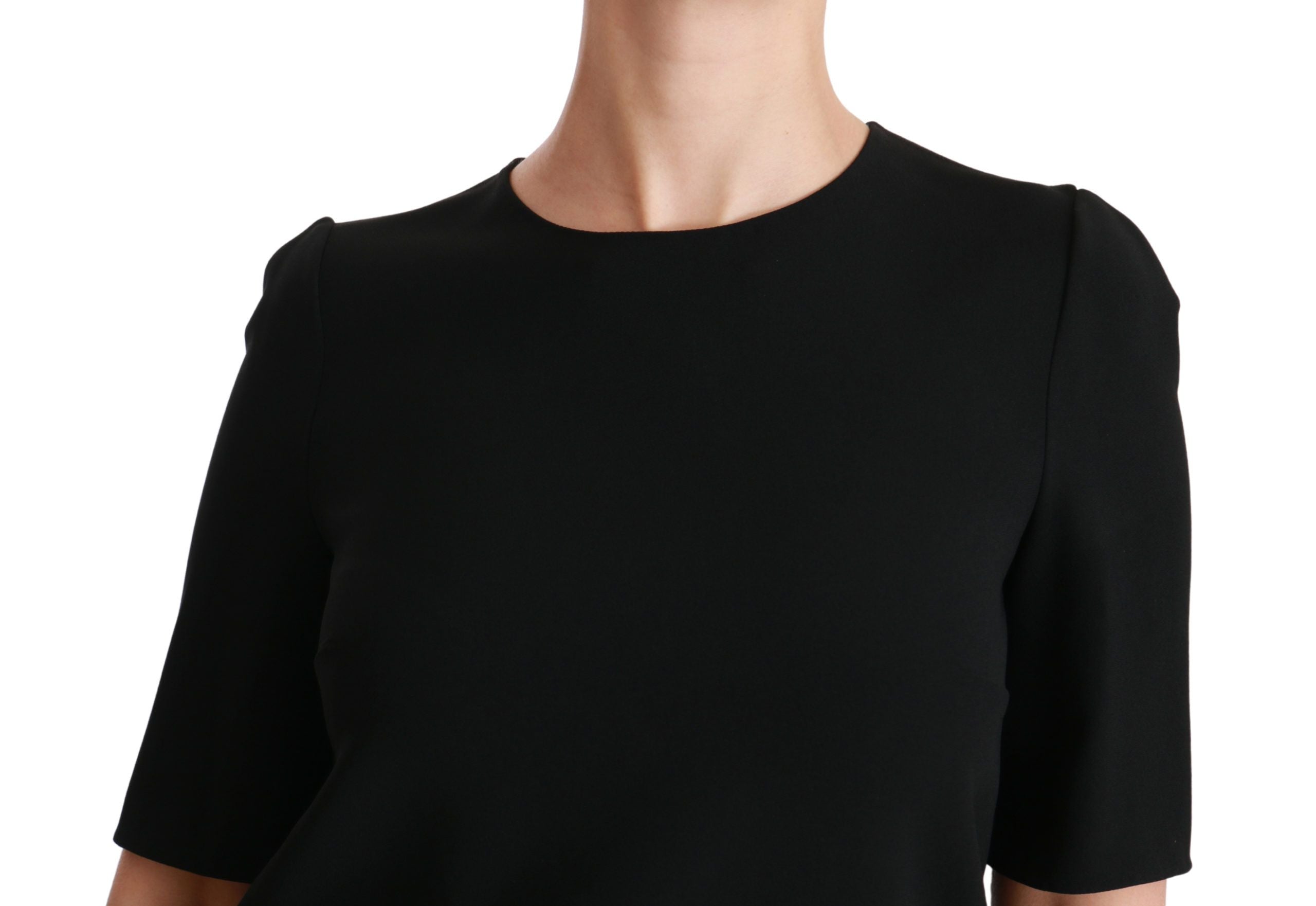 Zwarte blouse met korte mouwen en stretchstof