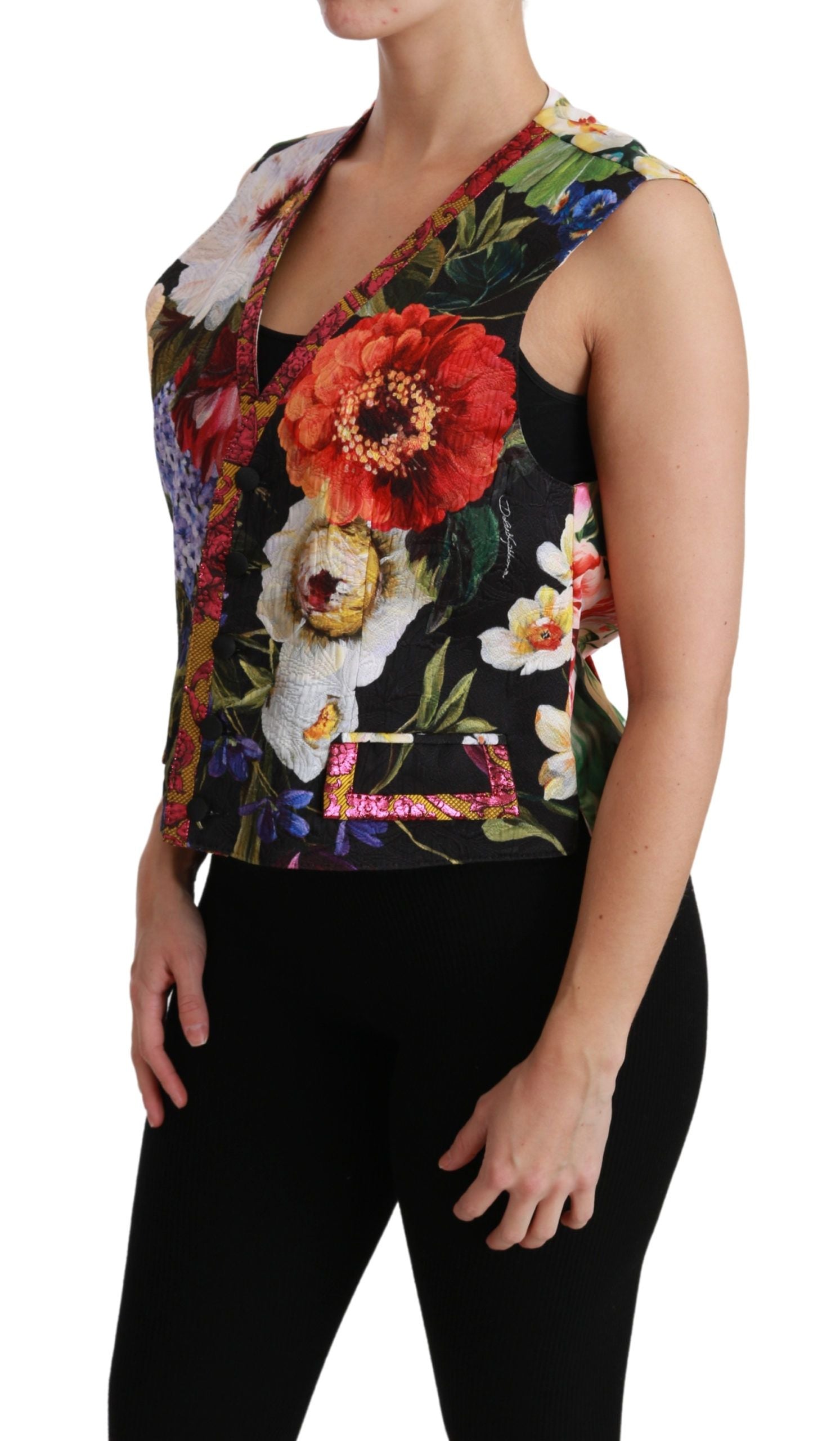 Veelkleurige bloemen mouwloze vest top