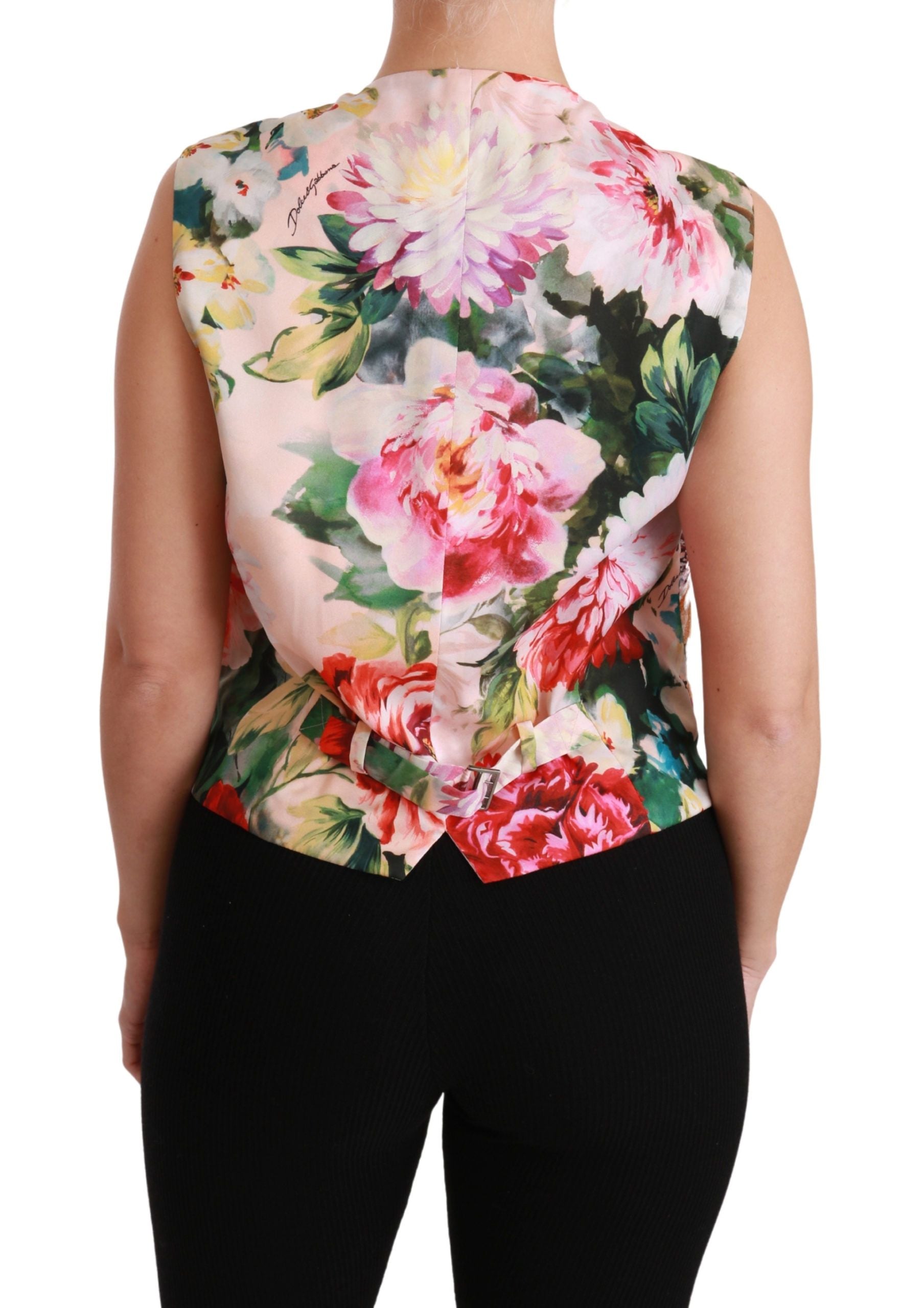 Veelkleurige bloemen mouwloze vest top